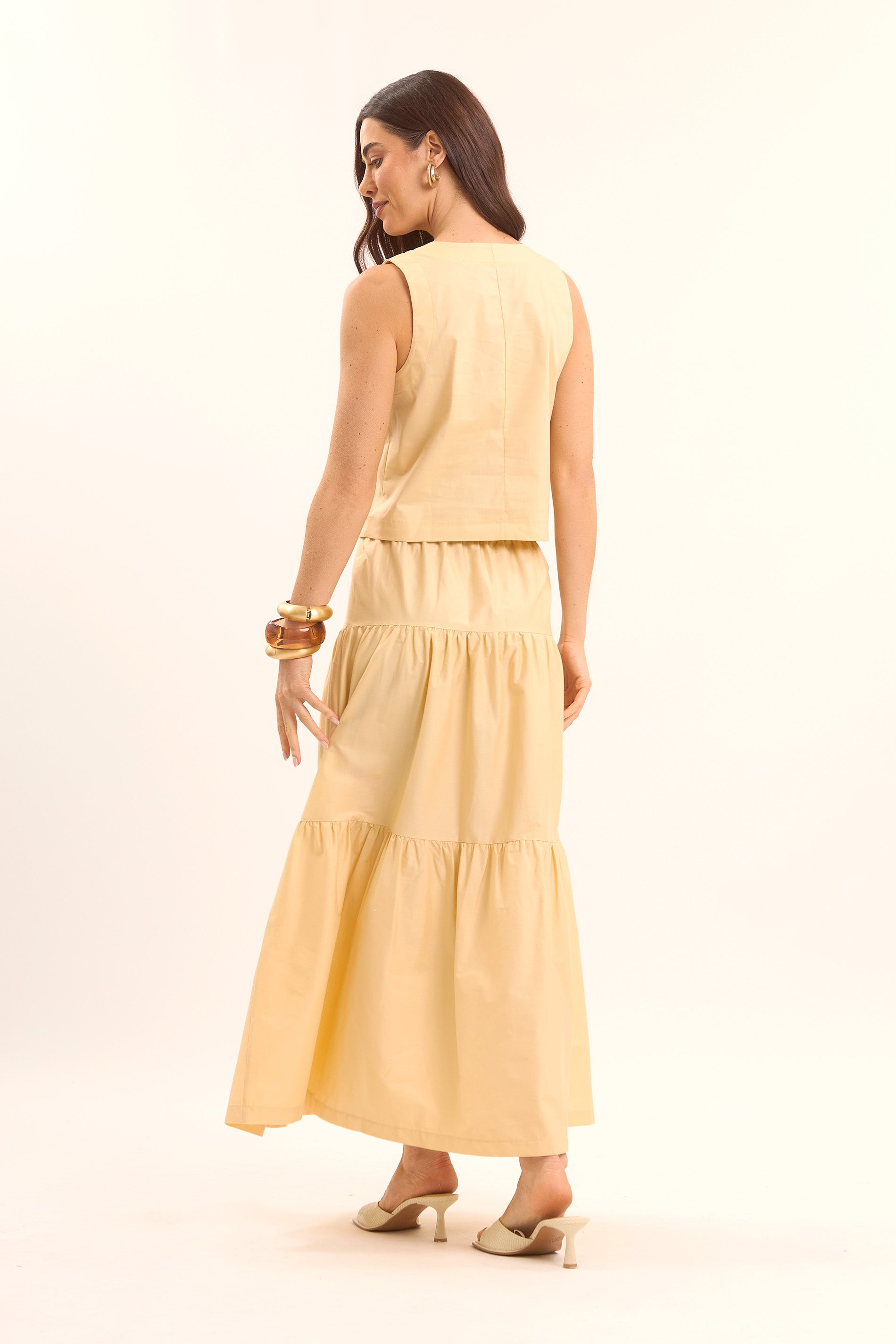 Saia Longa com Babados e Modelagem Ampla