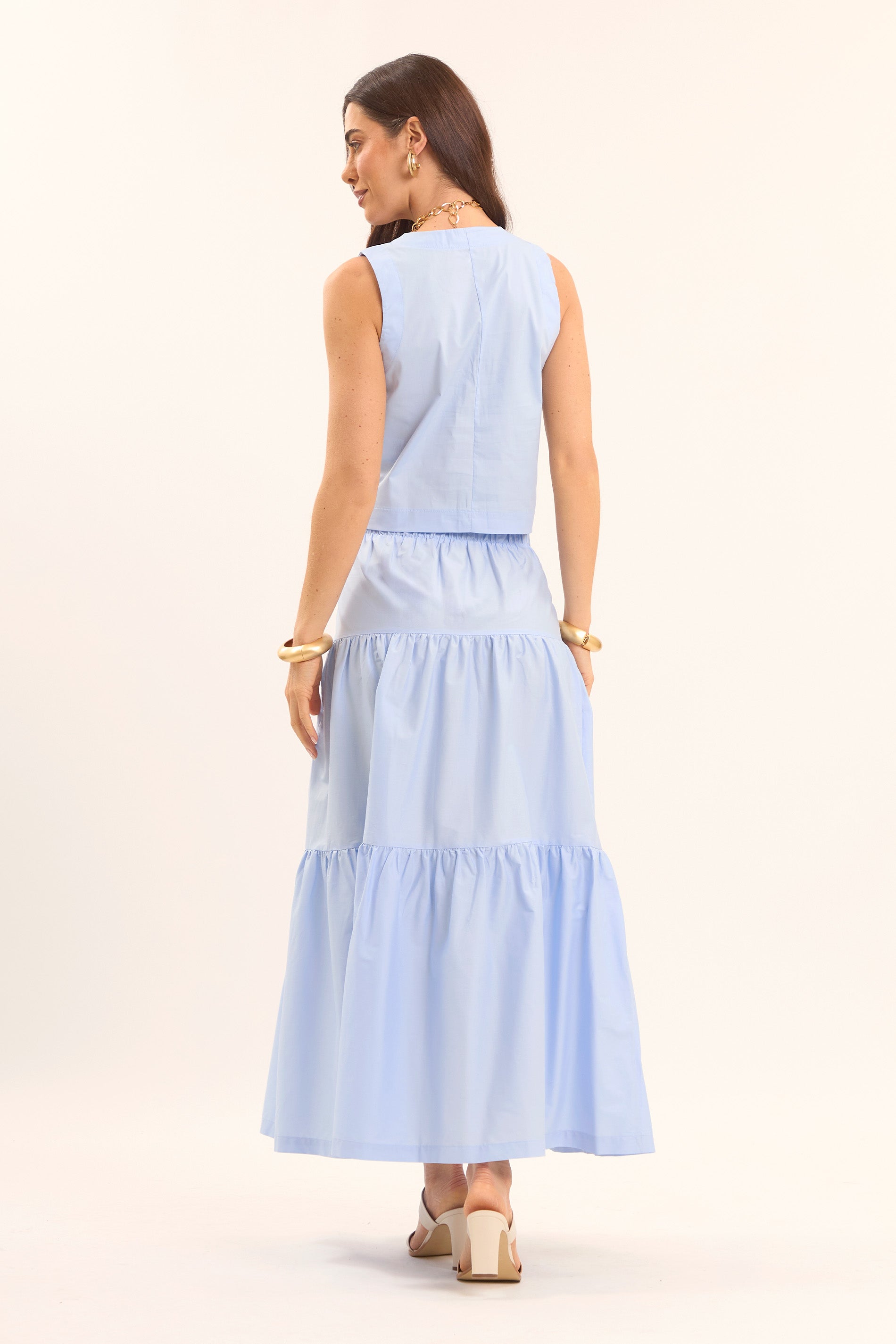 Saia Longa com Babados e Modelagem Ampla