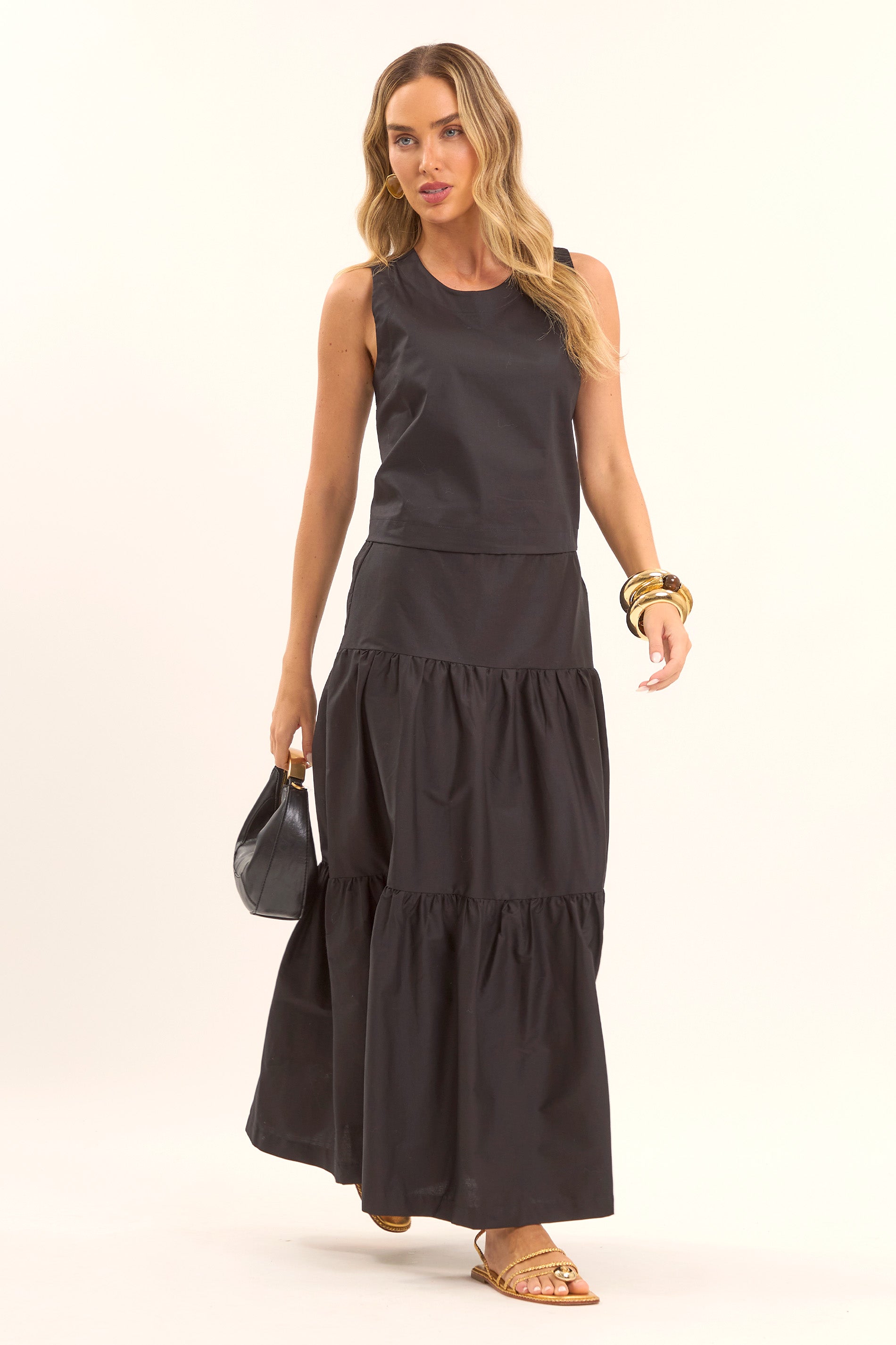 Saia Longa com Babados e Modelagem Ampla