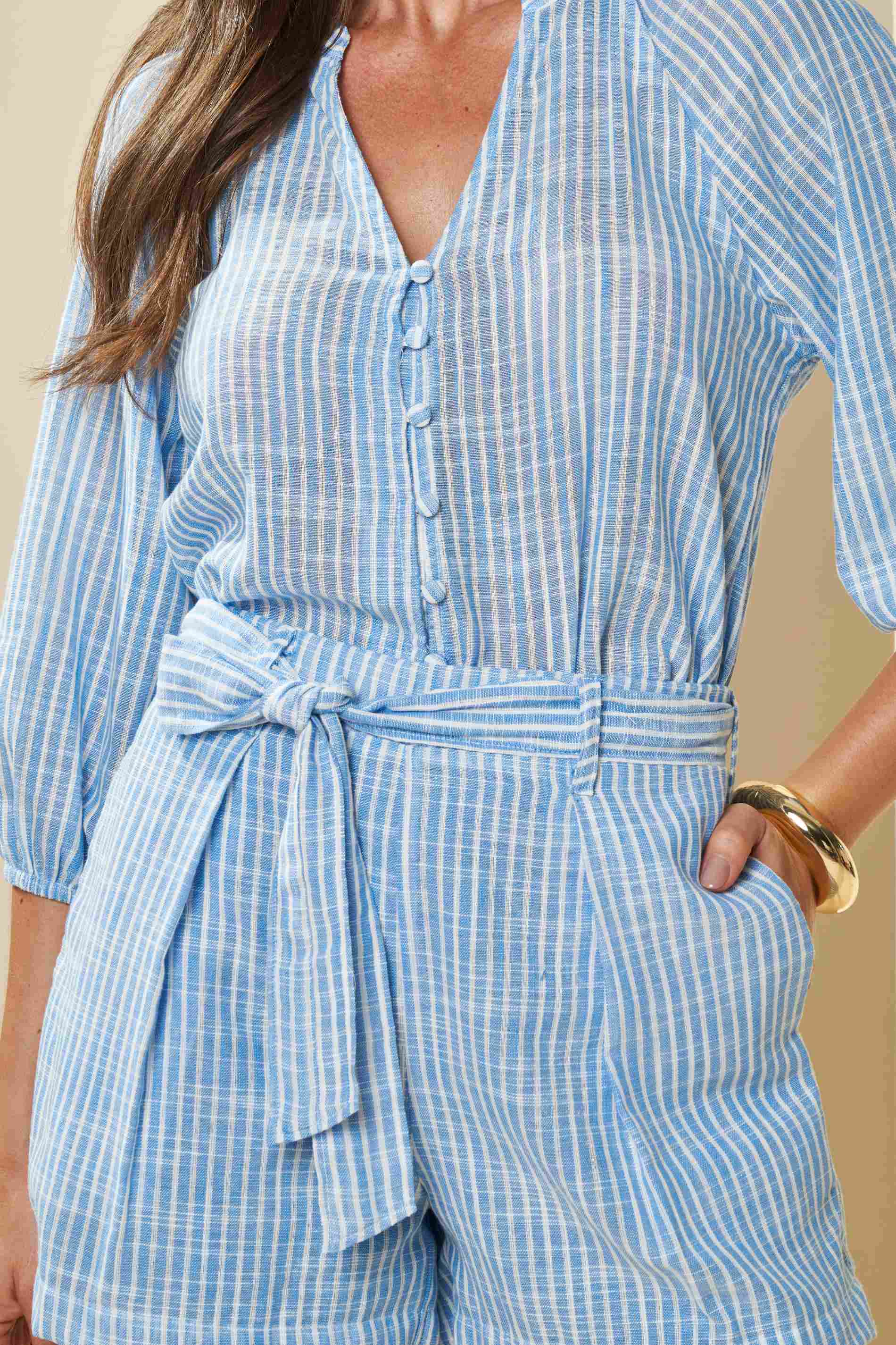 Shorts Cintura Média Brisamar Listrado