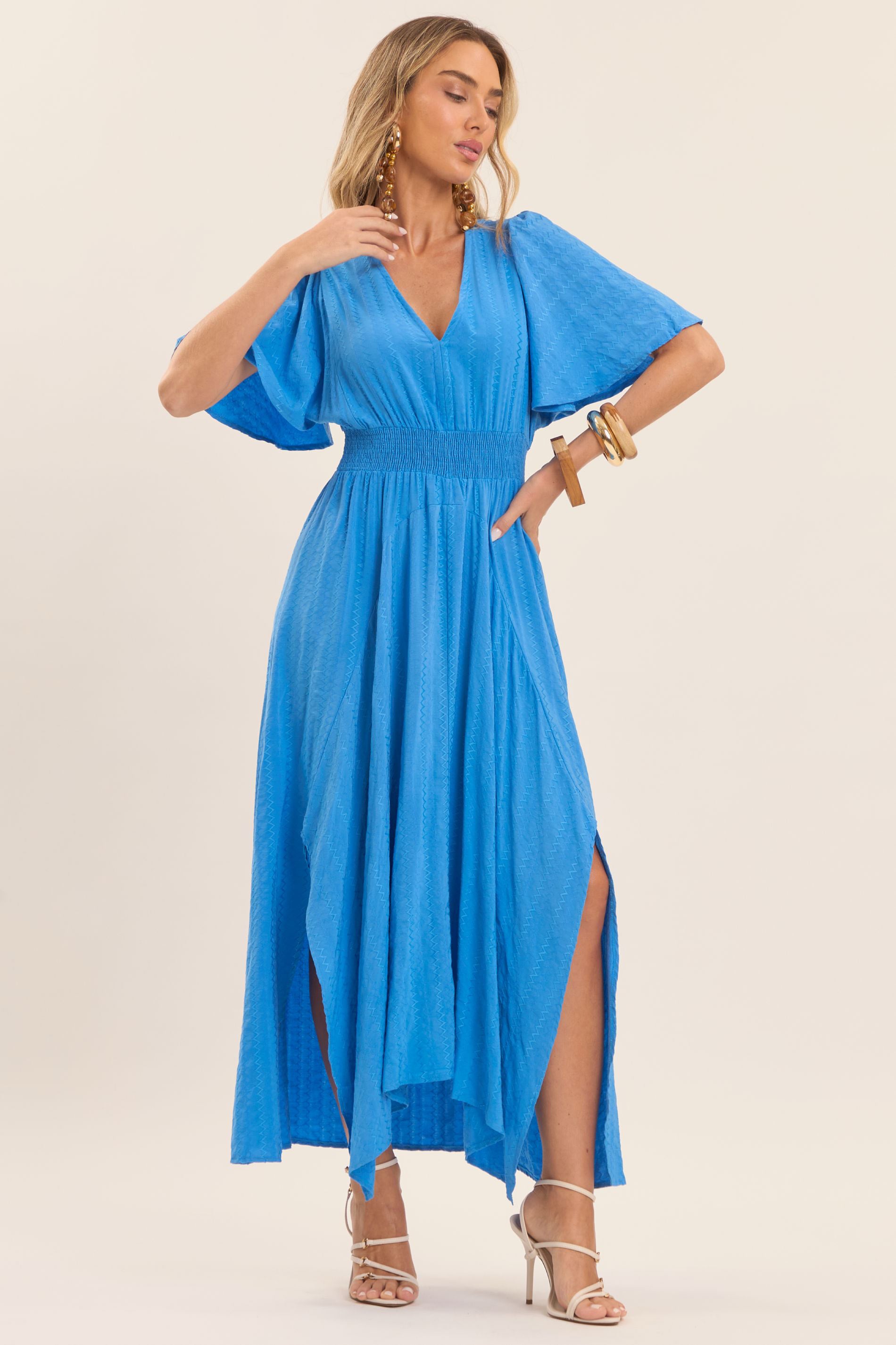 Vestido Midi Brisamar com Barra Assimétrica