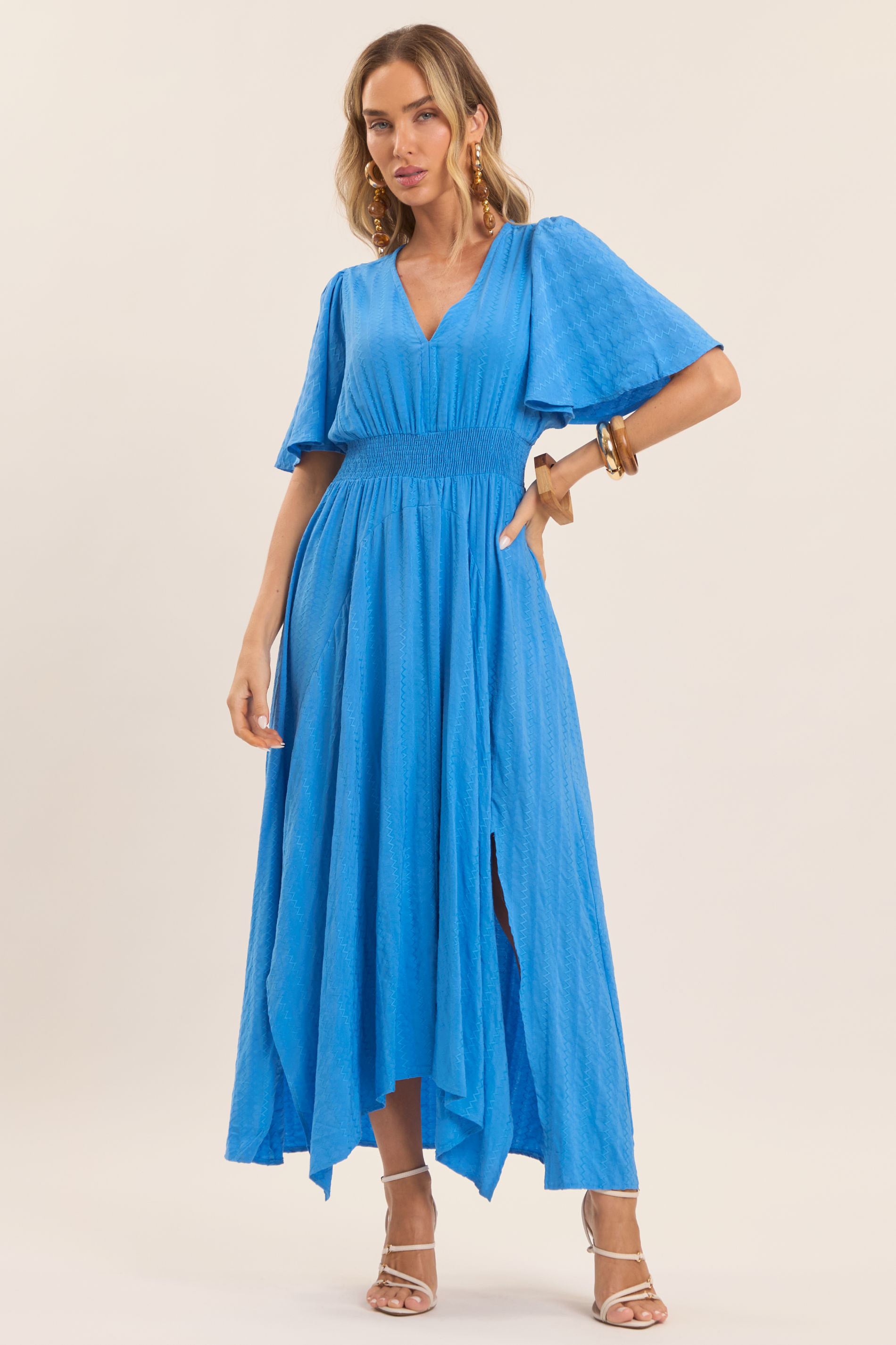 Vestido Midi Brisamar com Barra Assimétrica