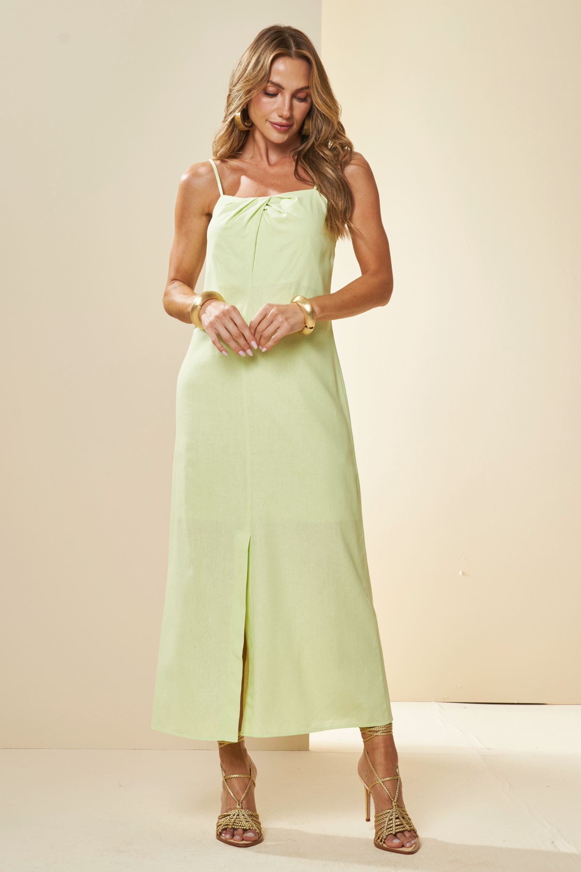 Vestido Longo Brisamar  com Fenda Frontal