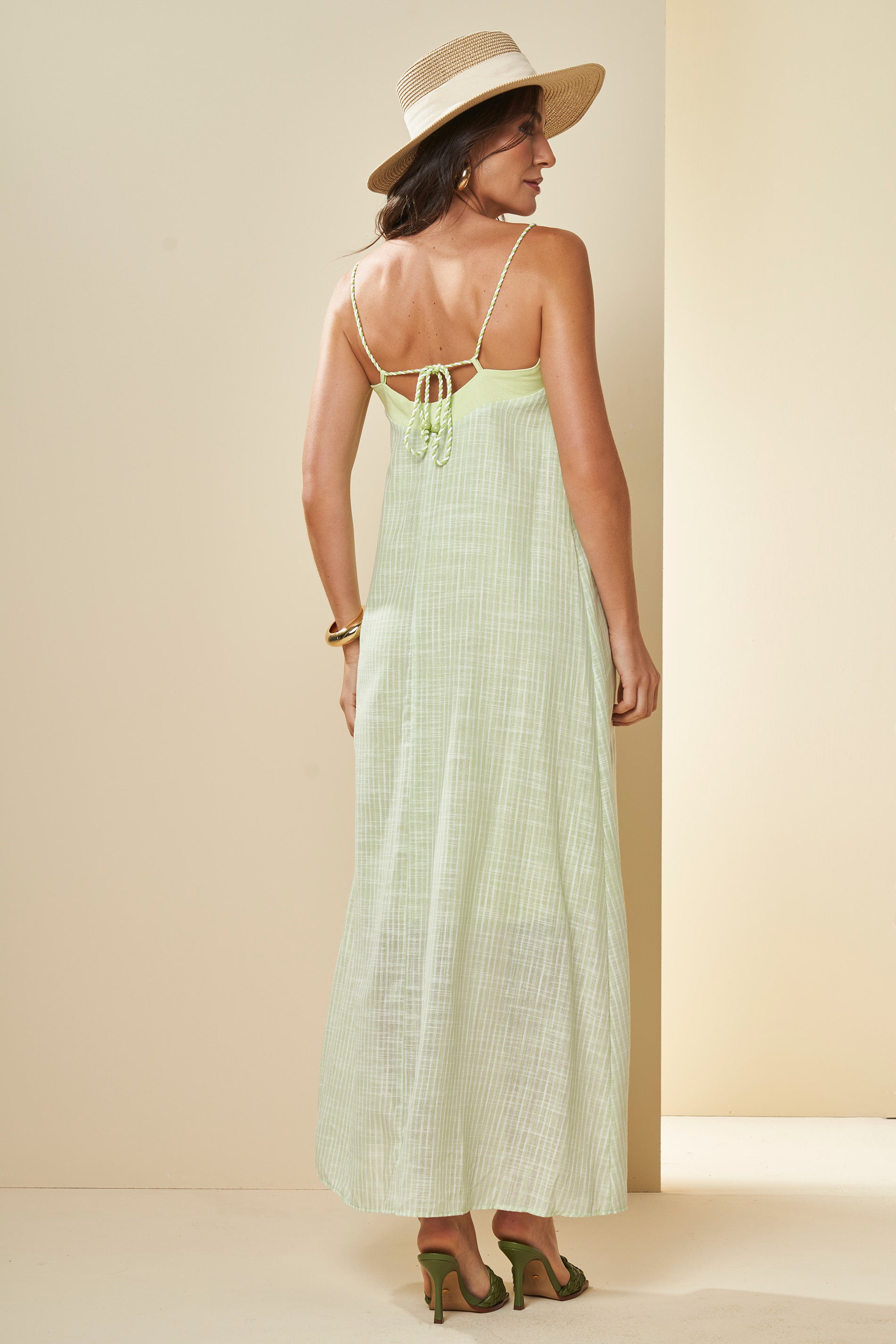 Vestido Longo Alças Finas Brisamar Listrado