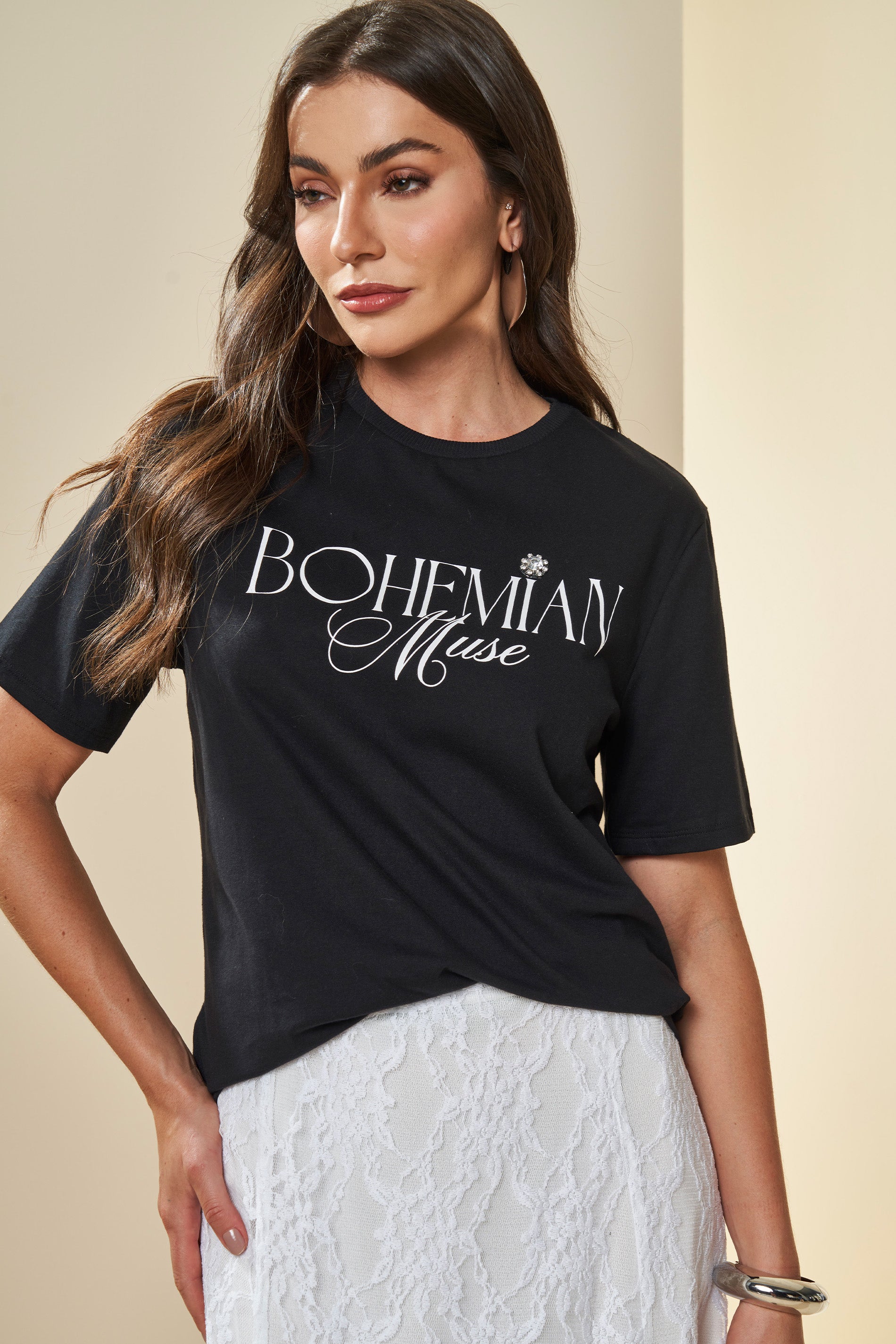 Saia Midi Boho em Renda