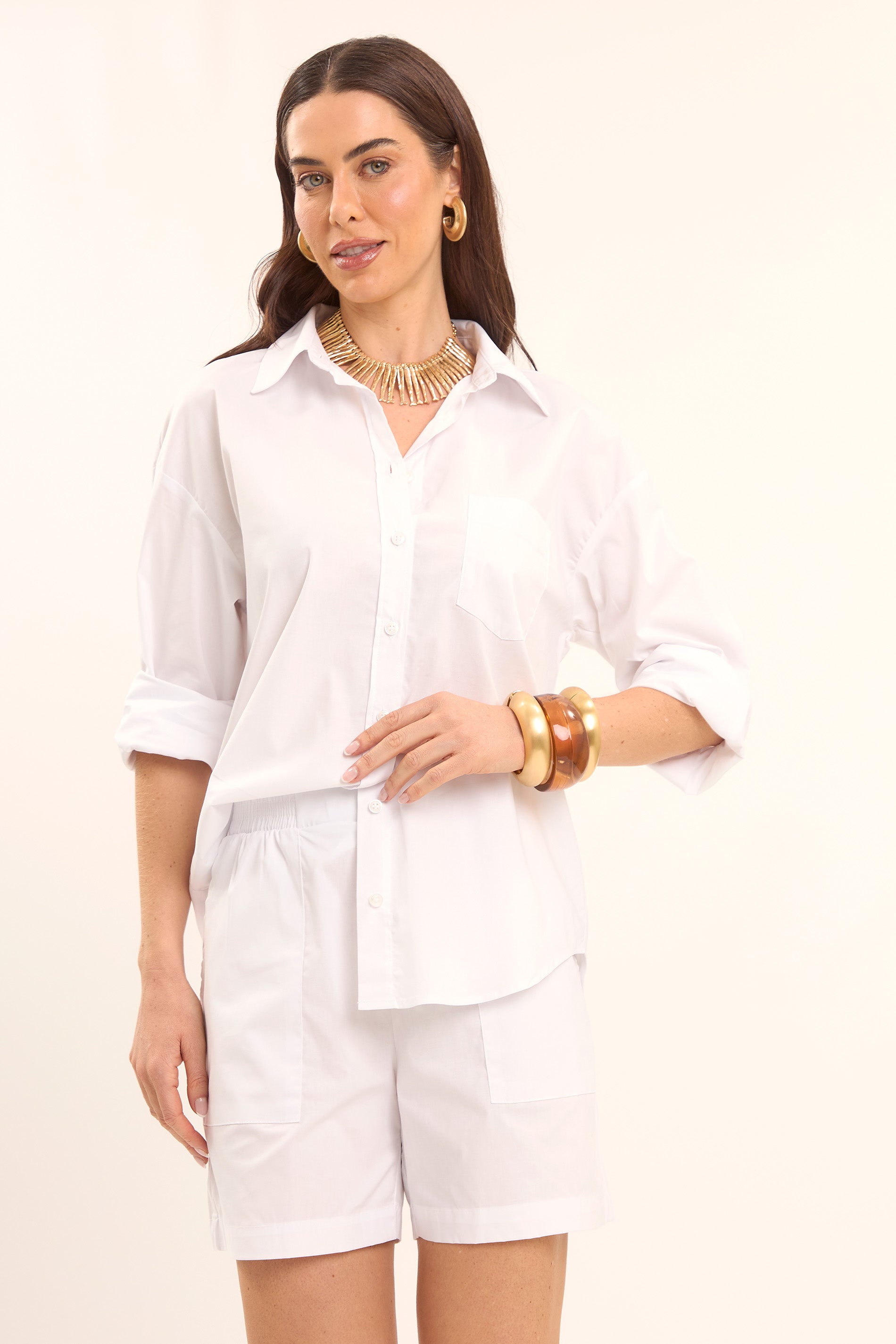 Short  com Cós Elástico e Bolsos Frontais