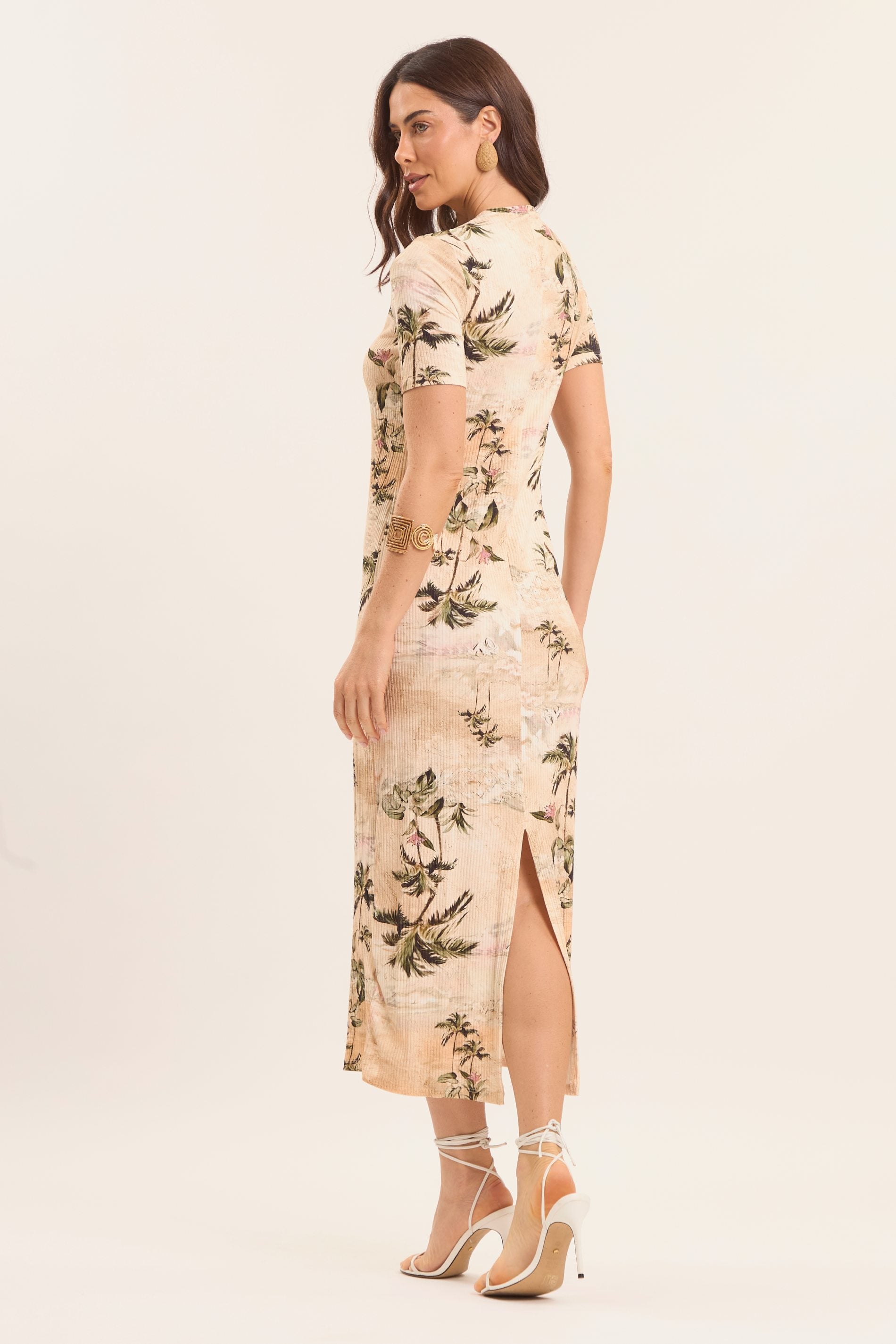 Vestido Longo Boho em Ribana Estampada