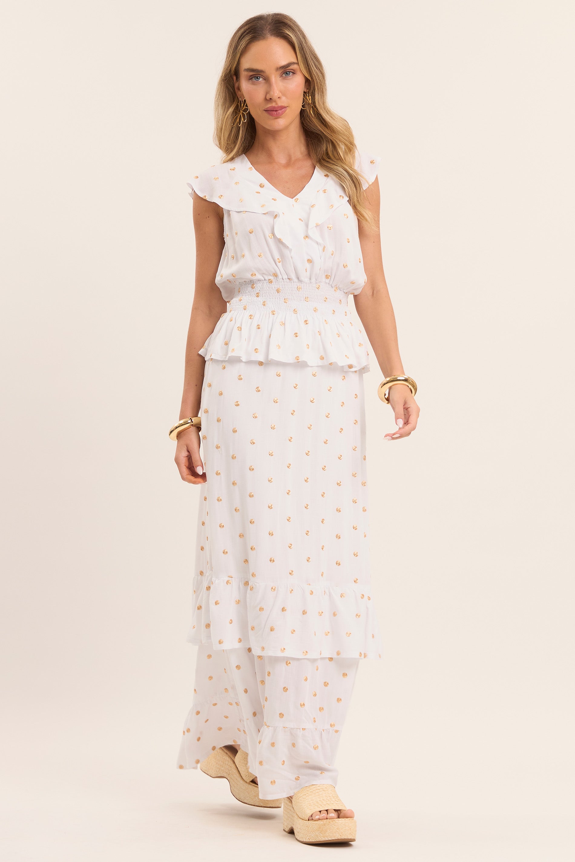 Blusa Celebration com Estampa de Poá Dourado