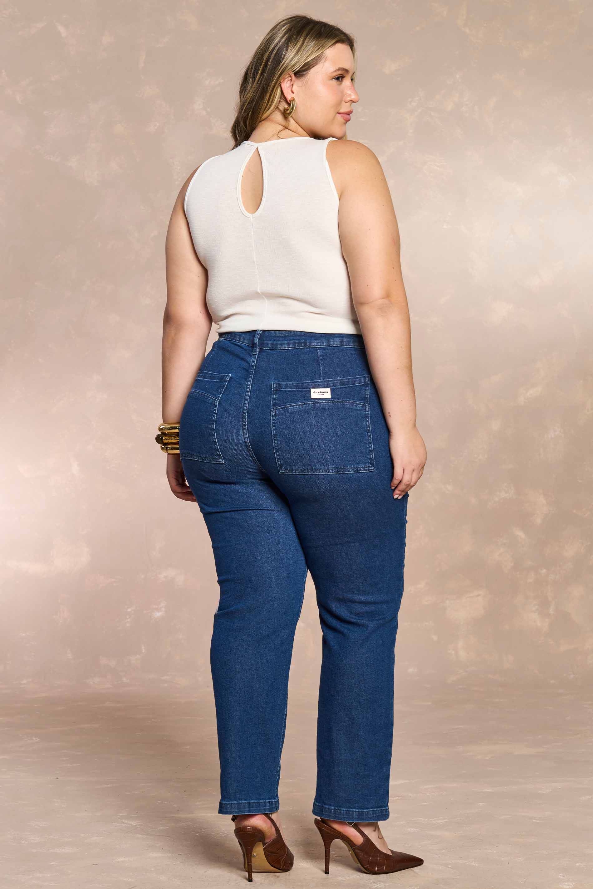 Calça Reta Slim Cozy Winter em Denim