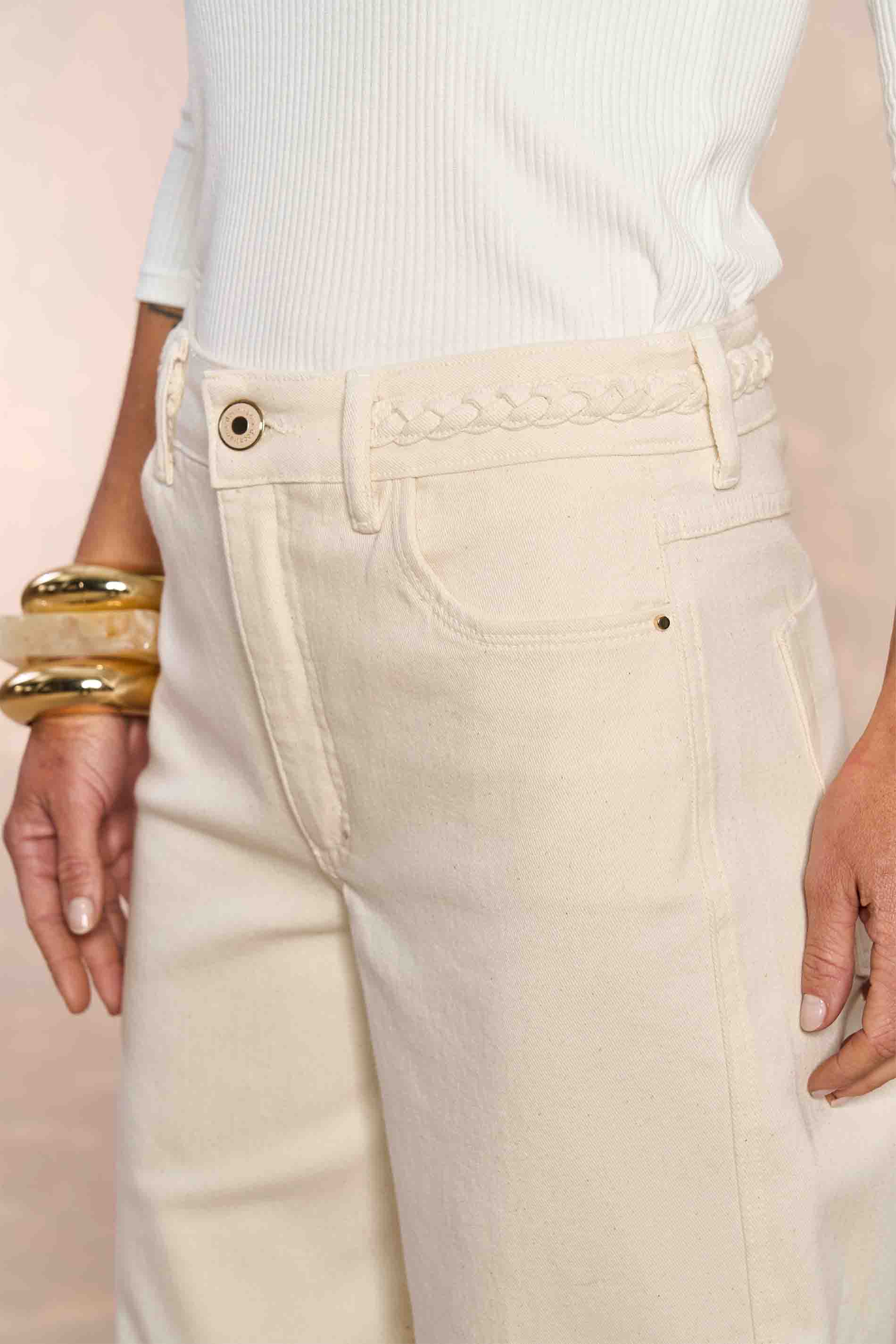 Calça Wide Cropped Trend Soft Garden em Sarja