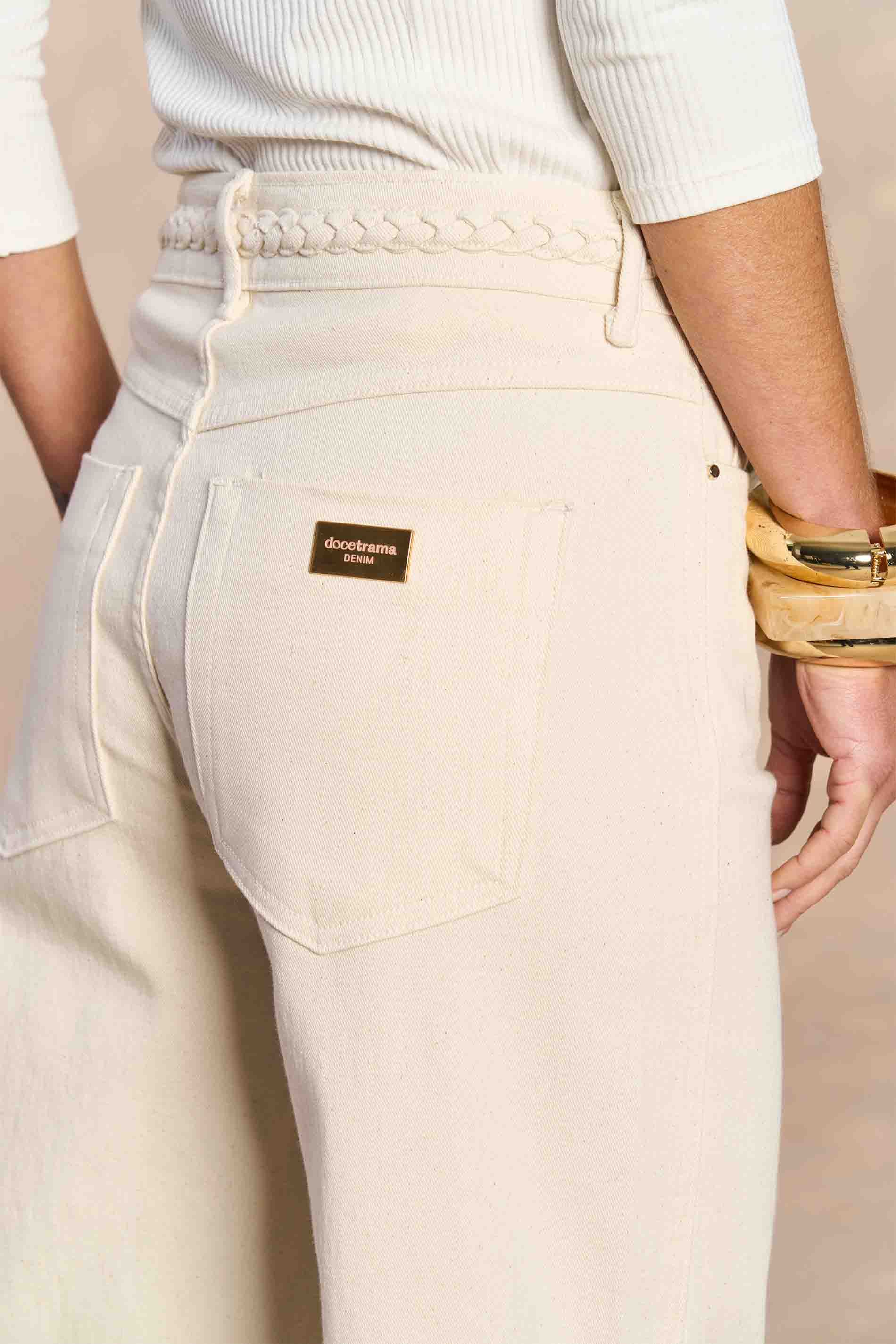 Calça Wide Cropped Trend Soft Garden em Sarja