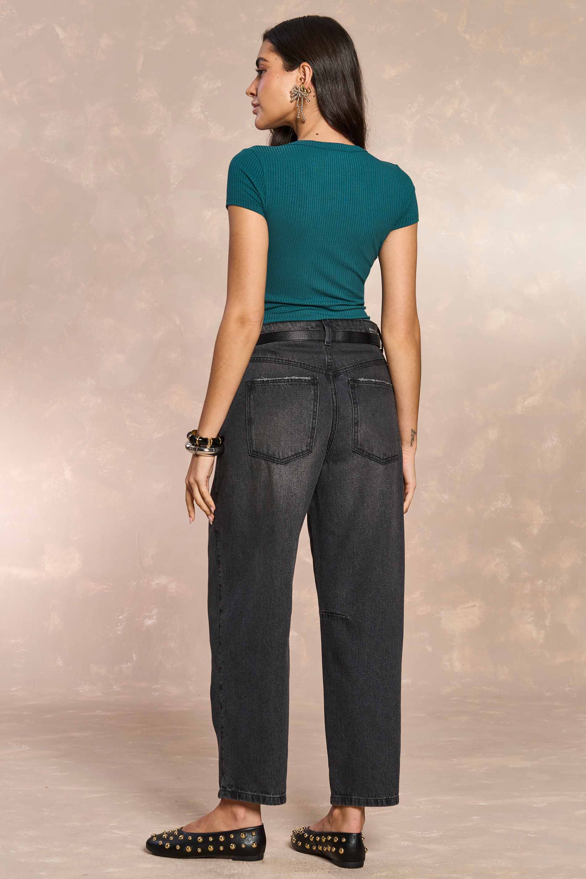 Calça Barrel Urban Desire em Denim
