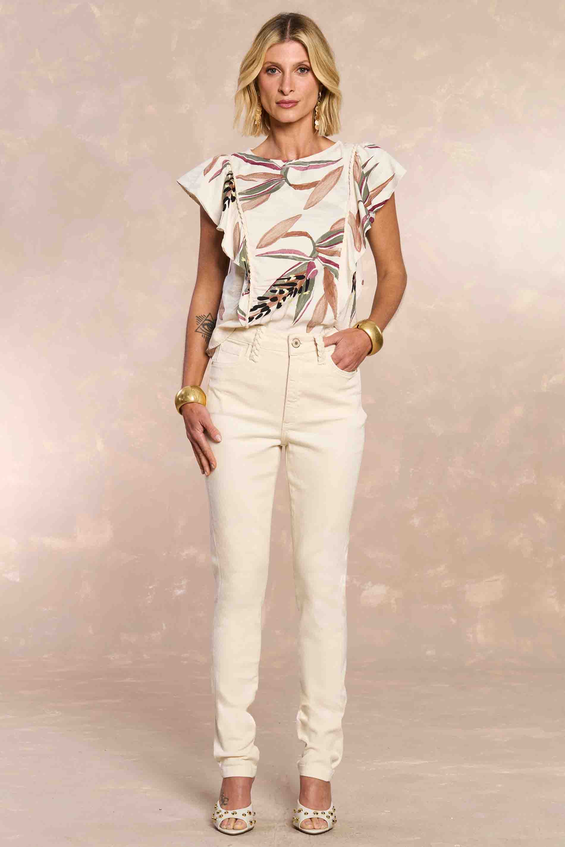 Calça Skinny Flora Tropical Garden em Sarja