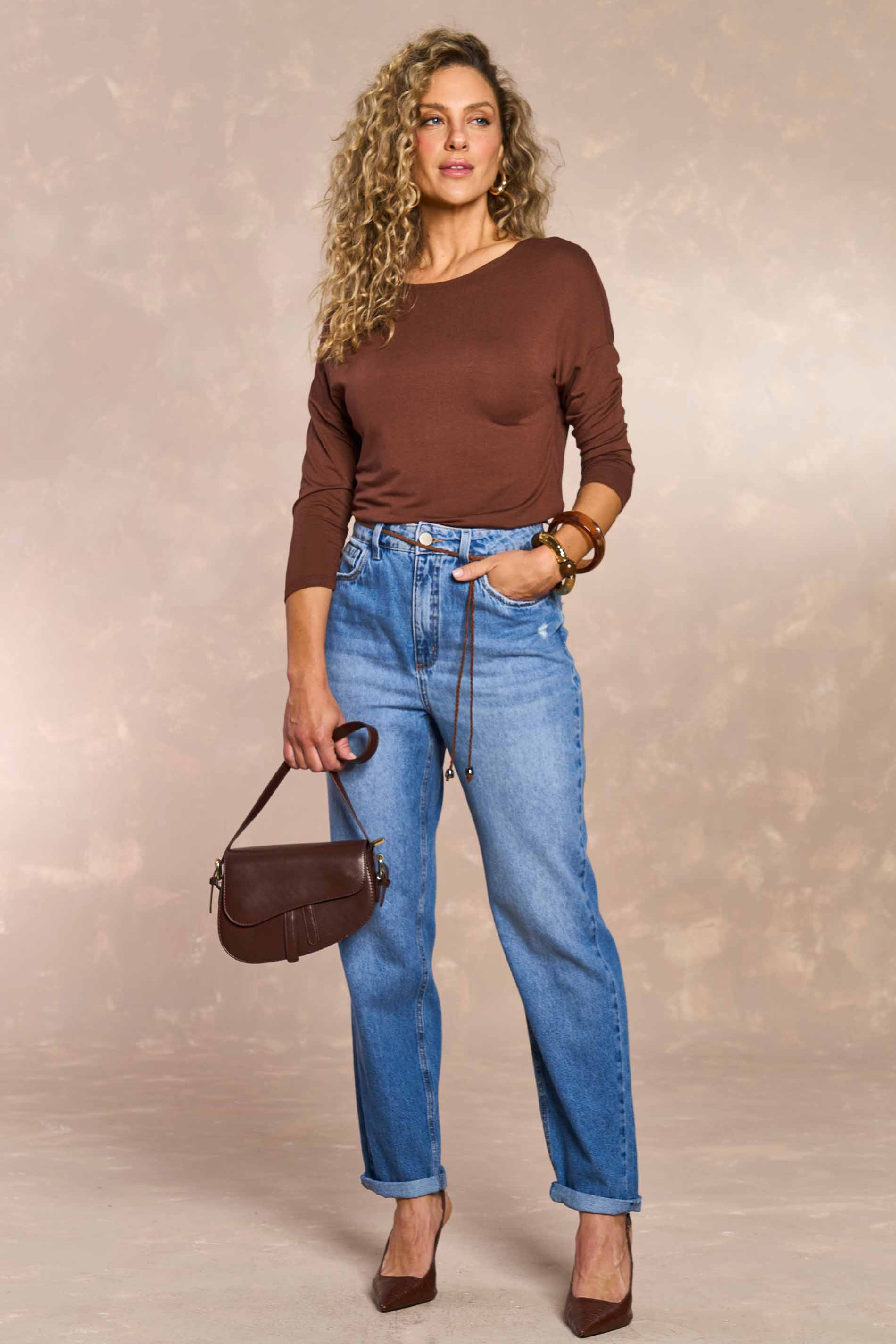 Calça Mom Ethnic Blur em Denim