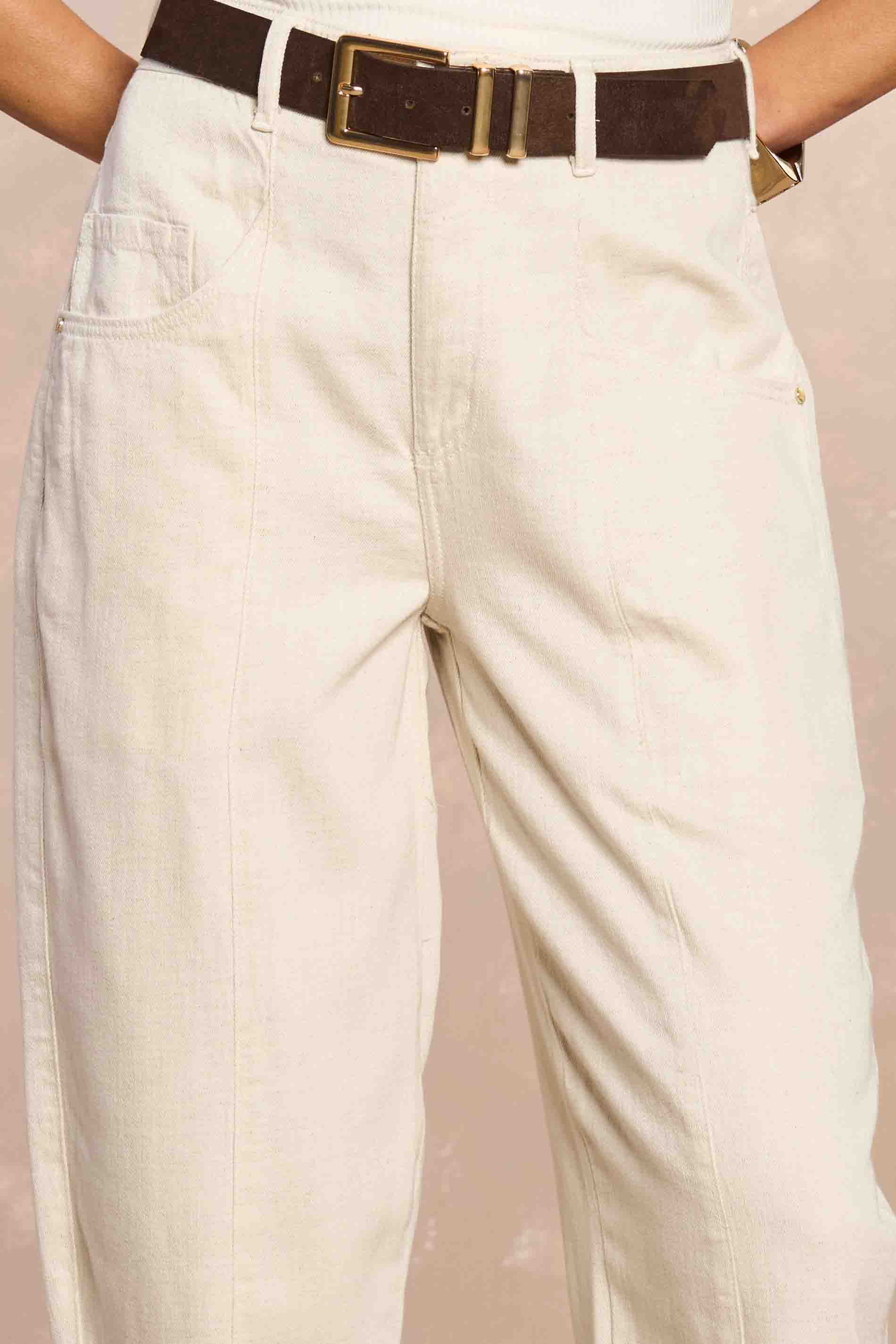 Calça Barrel Soft Garden em Sarja Linho