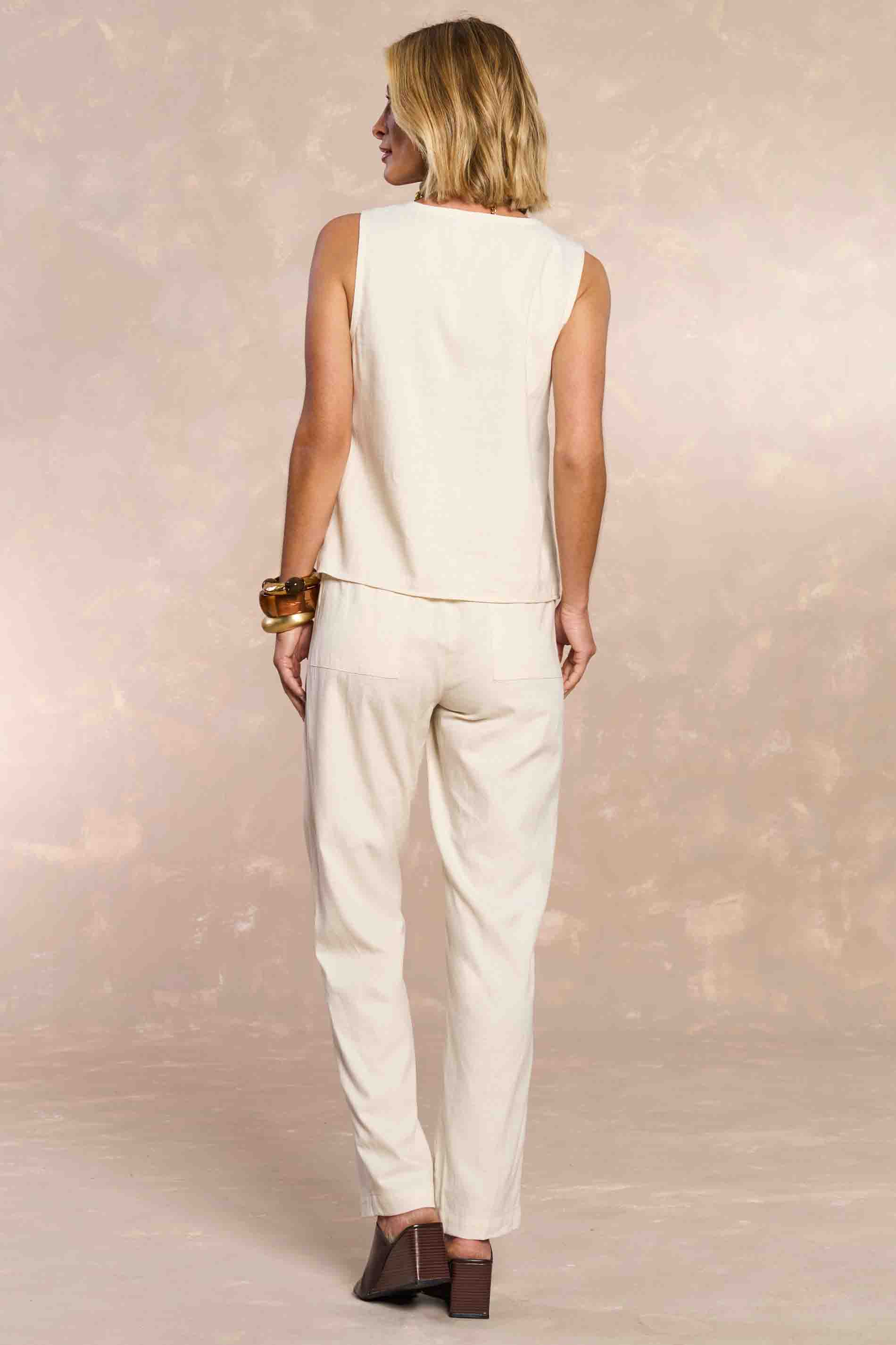 Calça Barrel Soft Garden em Sarja Linho