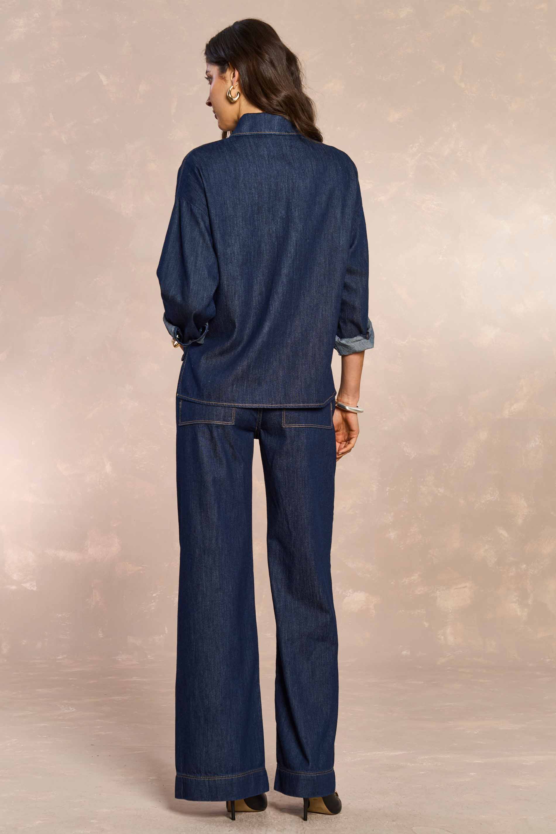 Camisa Retrô Glam em Denim