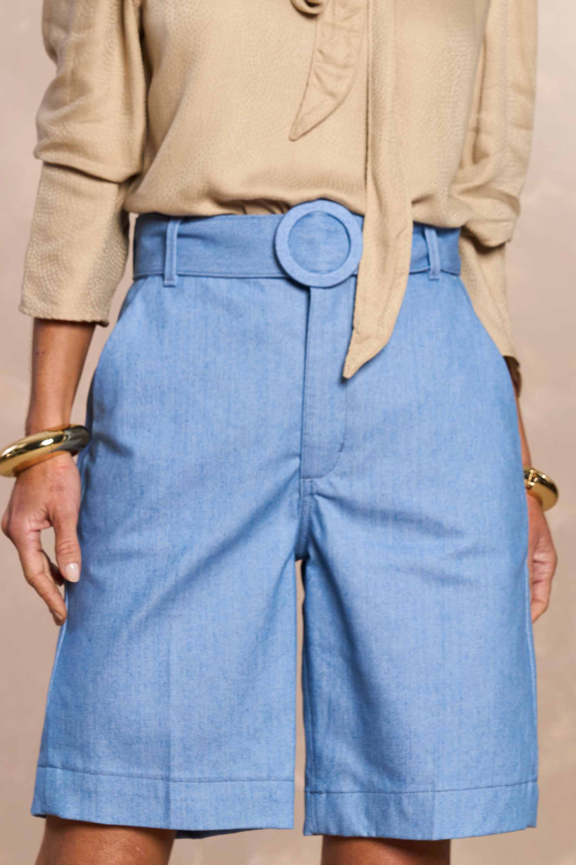 Bermuda Jardim Boho em Denim
