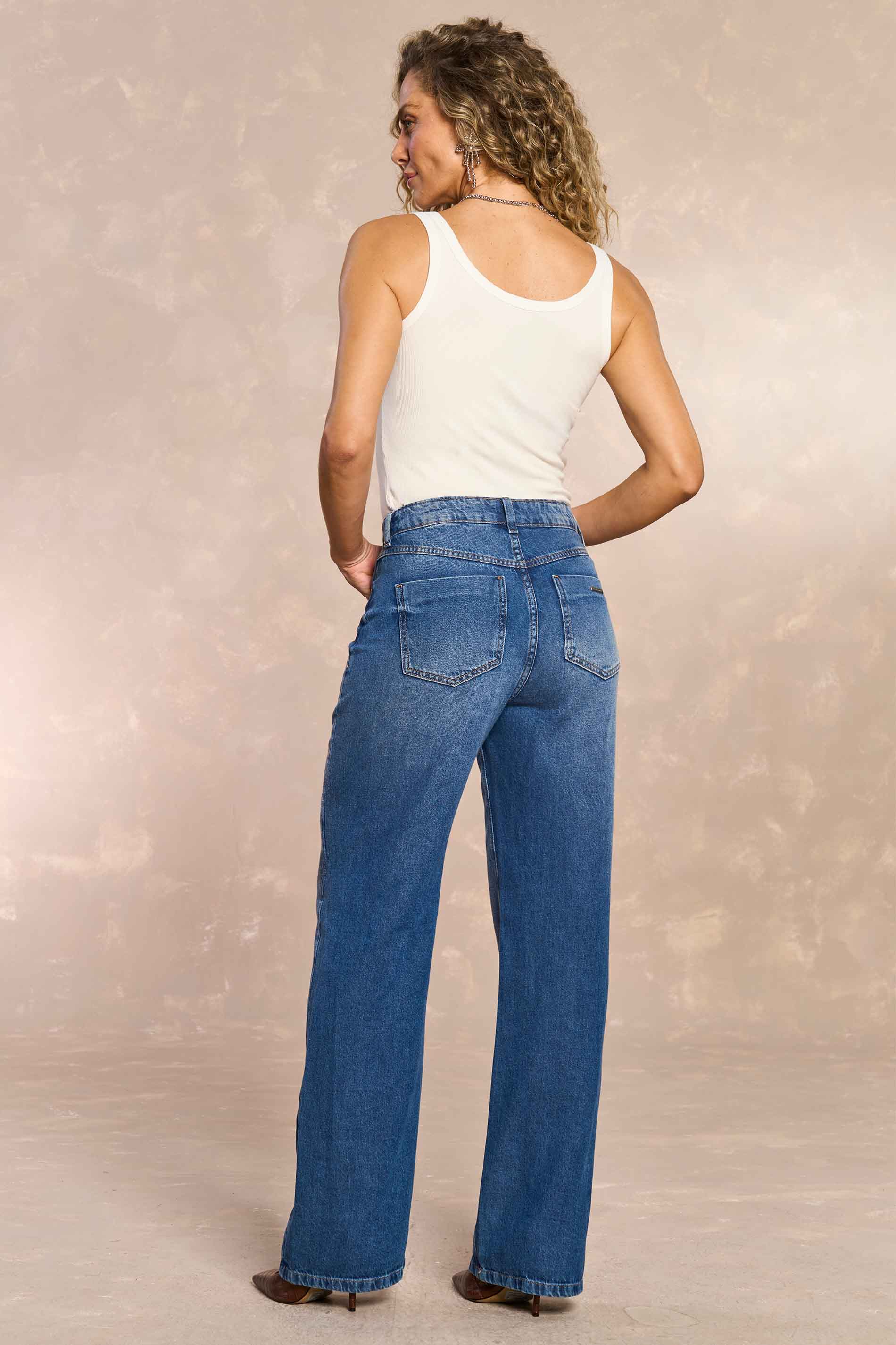 Calça Jeans Retrô Glam em Denim