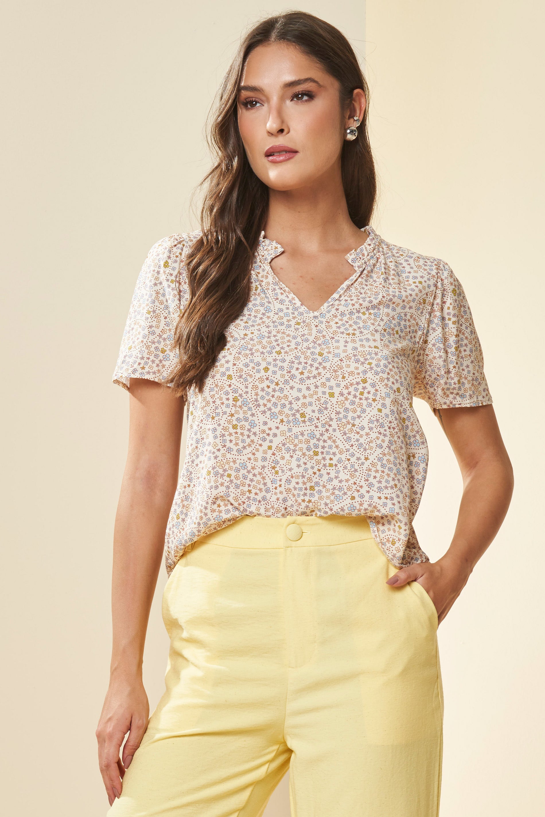 Blusa Manga Curta Solar Estampada