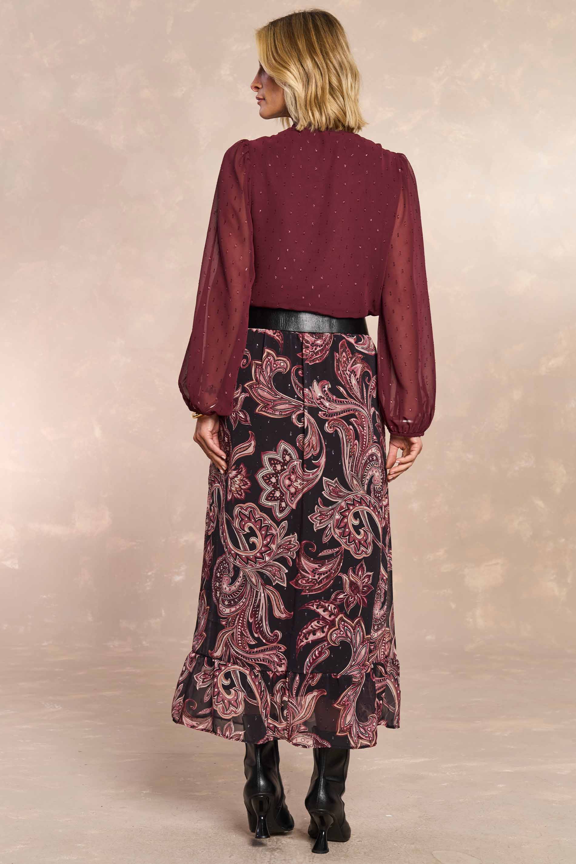Saia Longa Jardim Boho em Chiffon