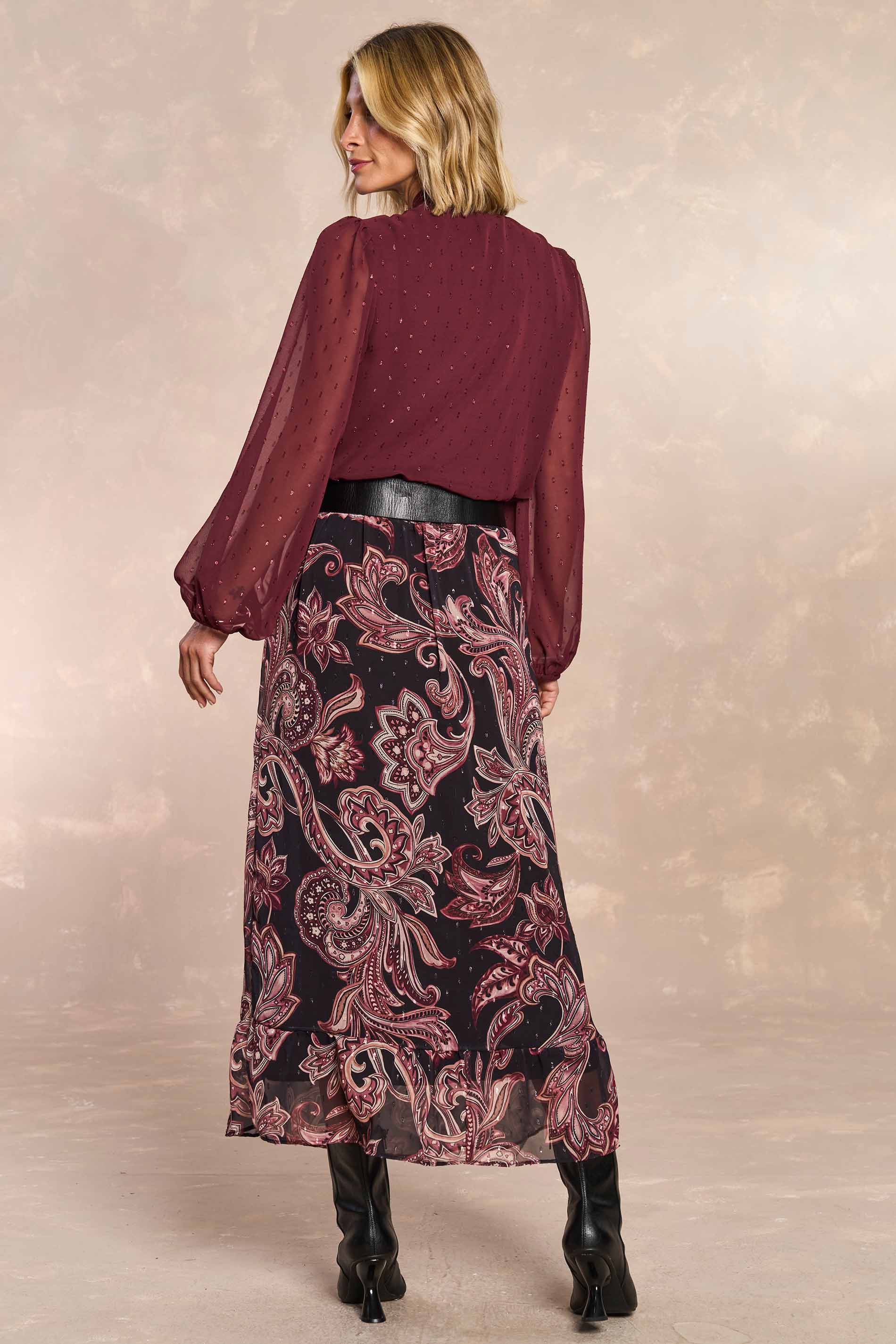 Saia Longa Jardim Boho em Chiffon