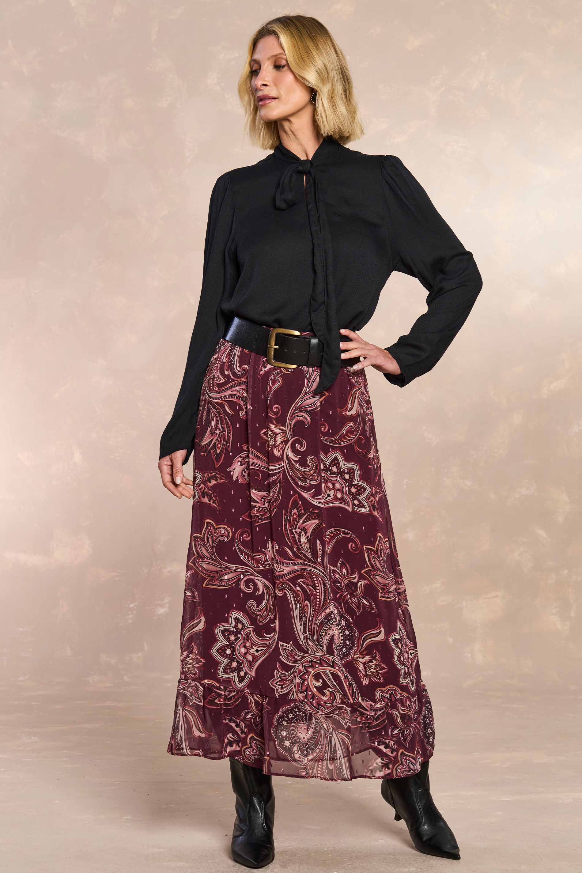 Saia Longa Jardim Boho em Chiffon