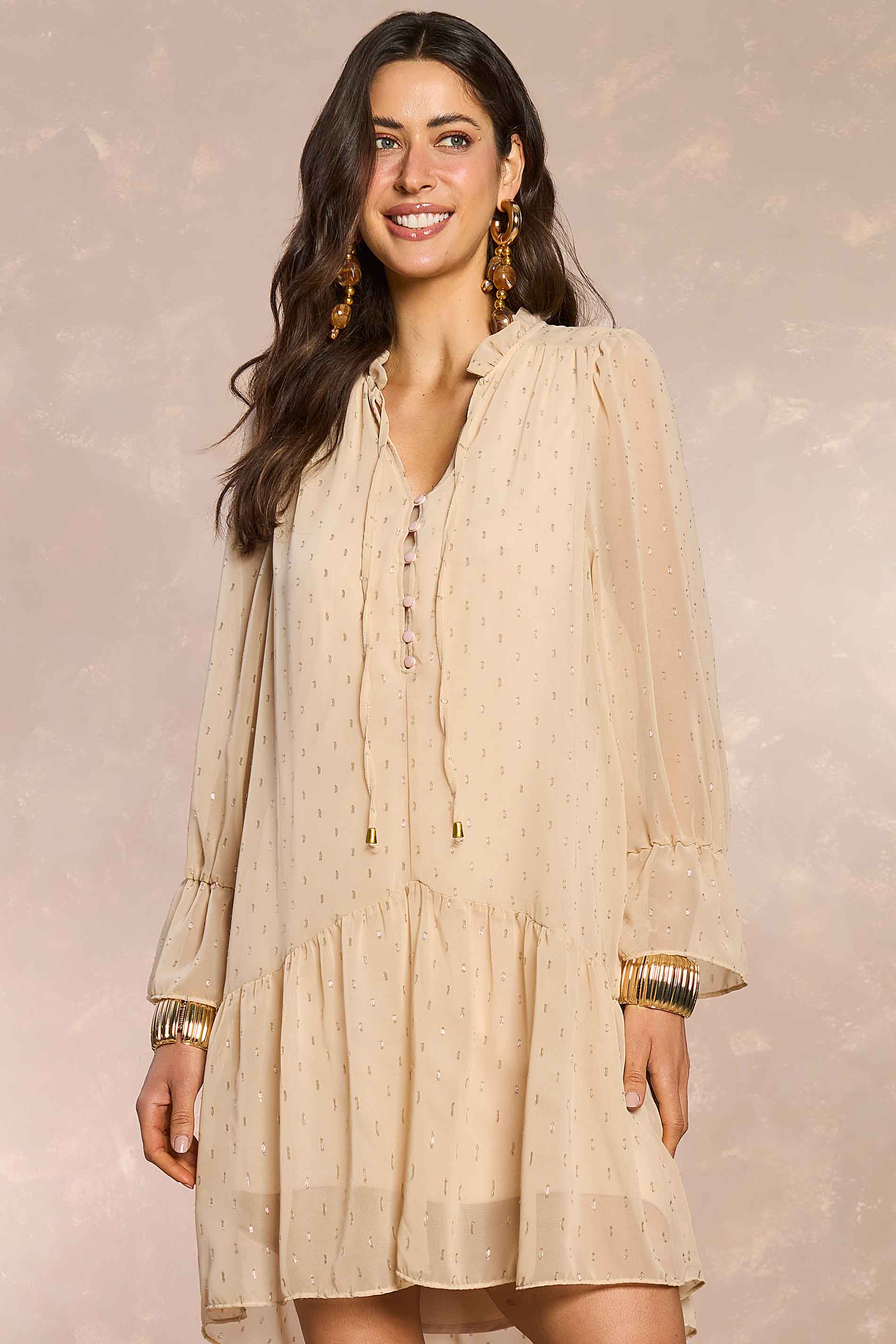 Vestido Curto Jardim Boho em Chiffon