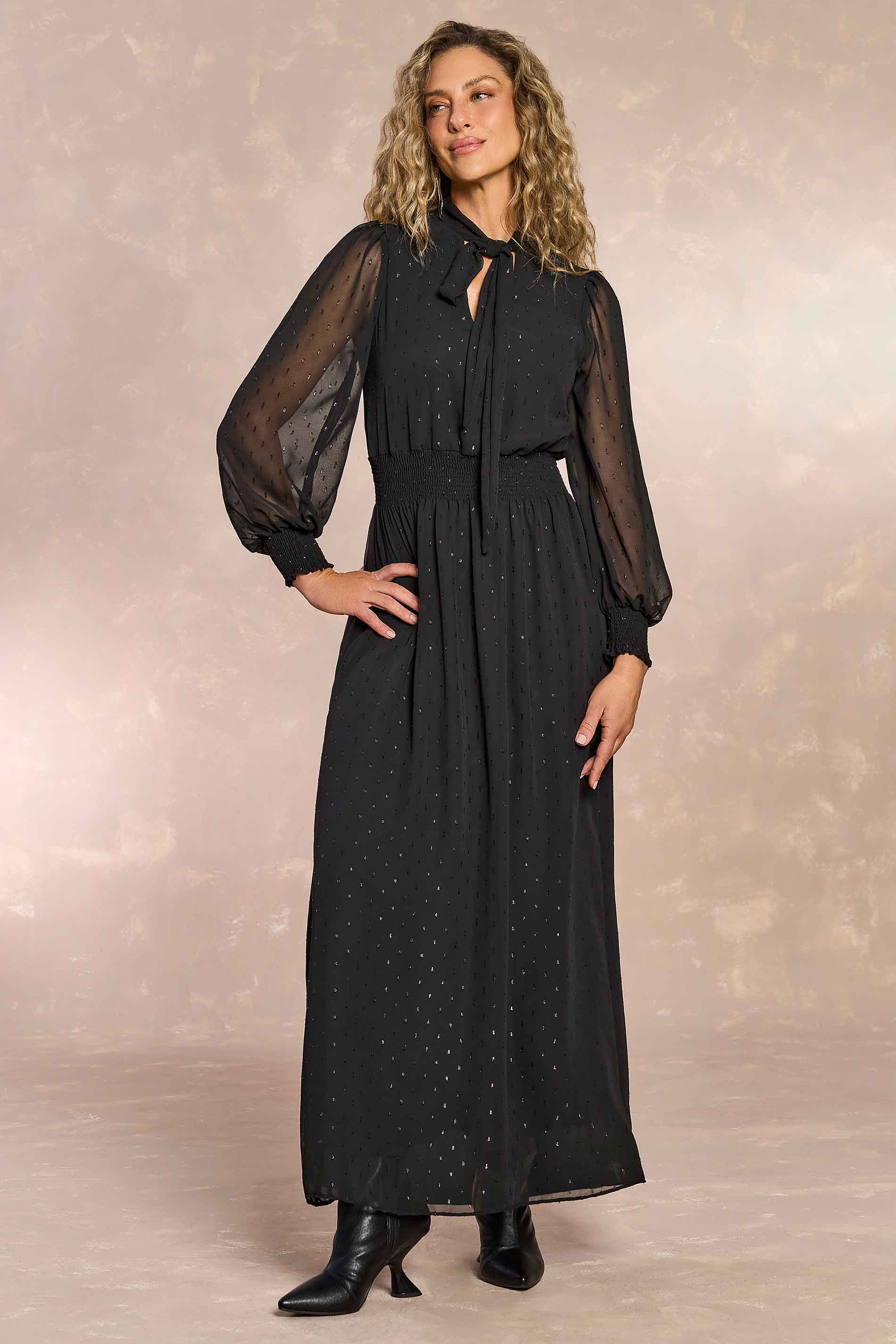 Vestido Longo Retrô Glam em Plano Chiffon