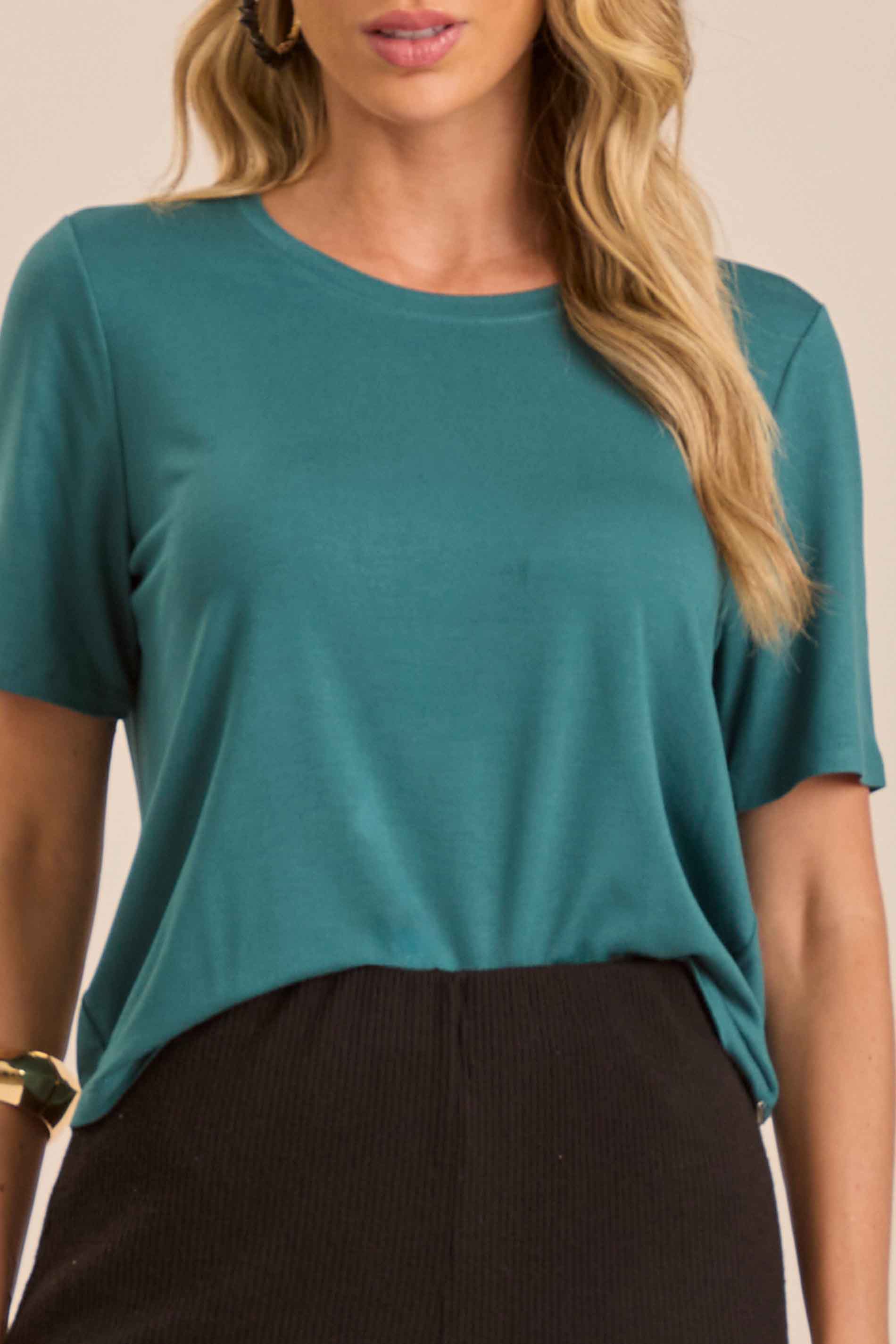 Blusa Jardim Boho de Manga Curta