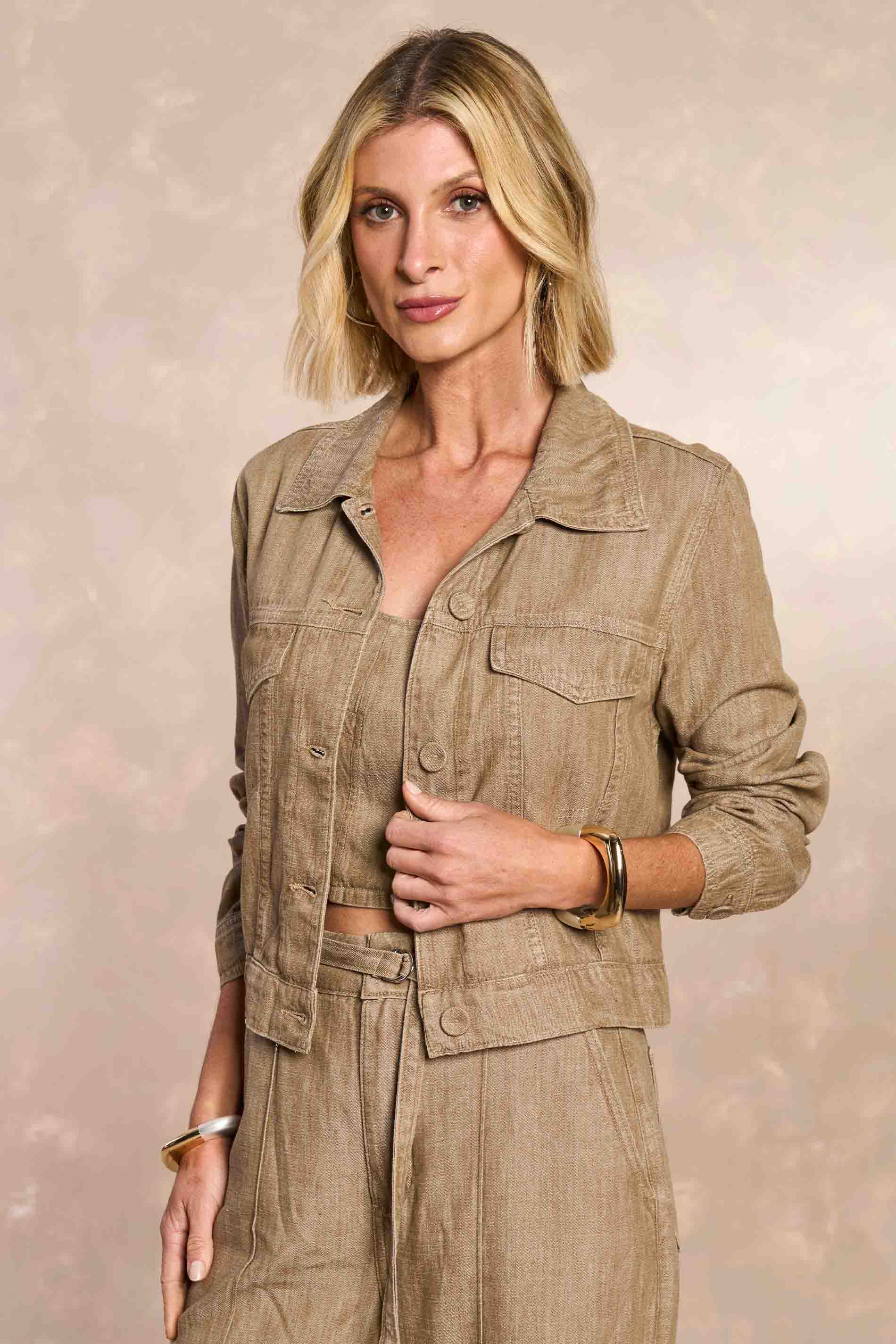 Jaqueta Jardim Boho em Sarja Linho