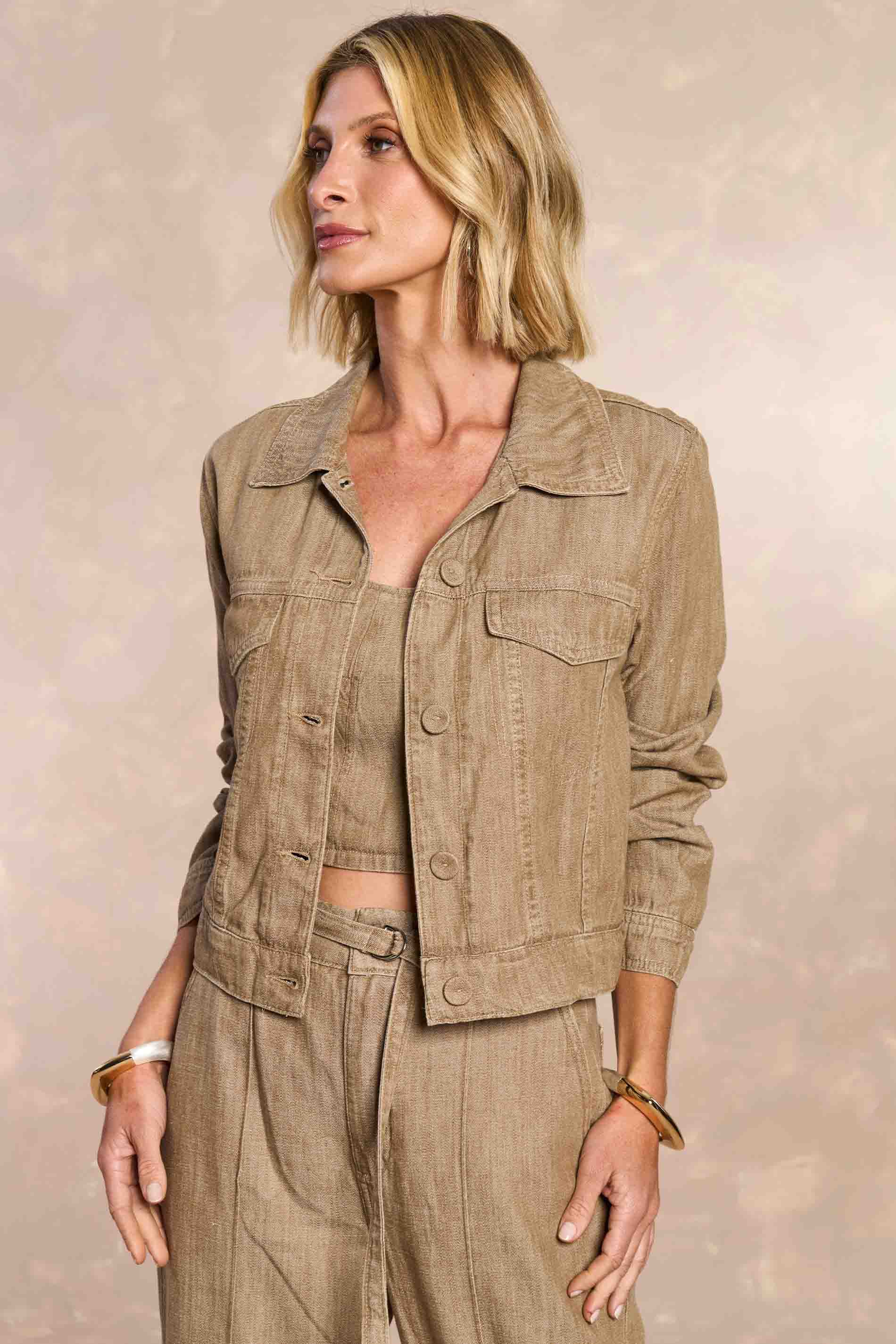 Jaqueta Jardim Boho em Sarja Linho