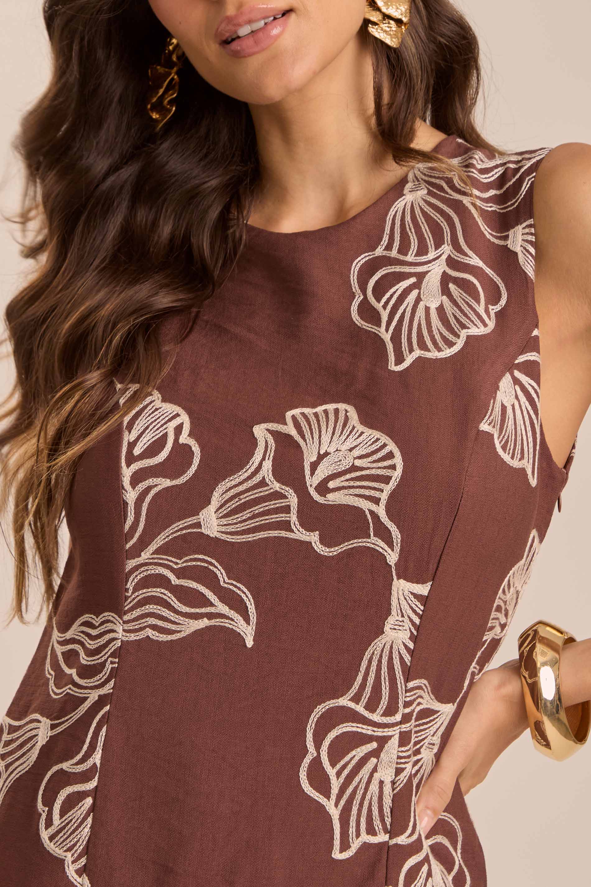 Vestido Curto Jardim Boho em Bordado Floral