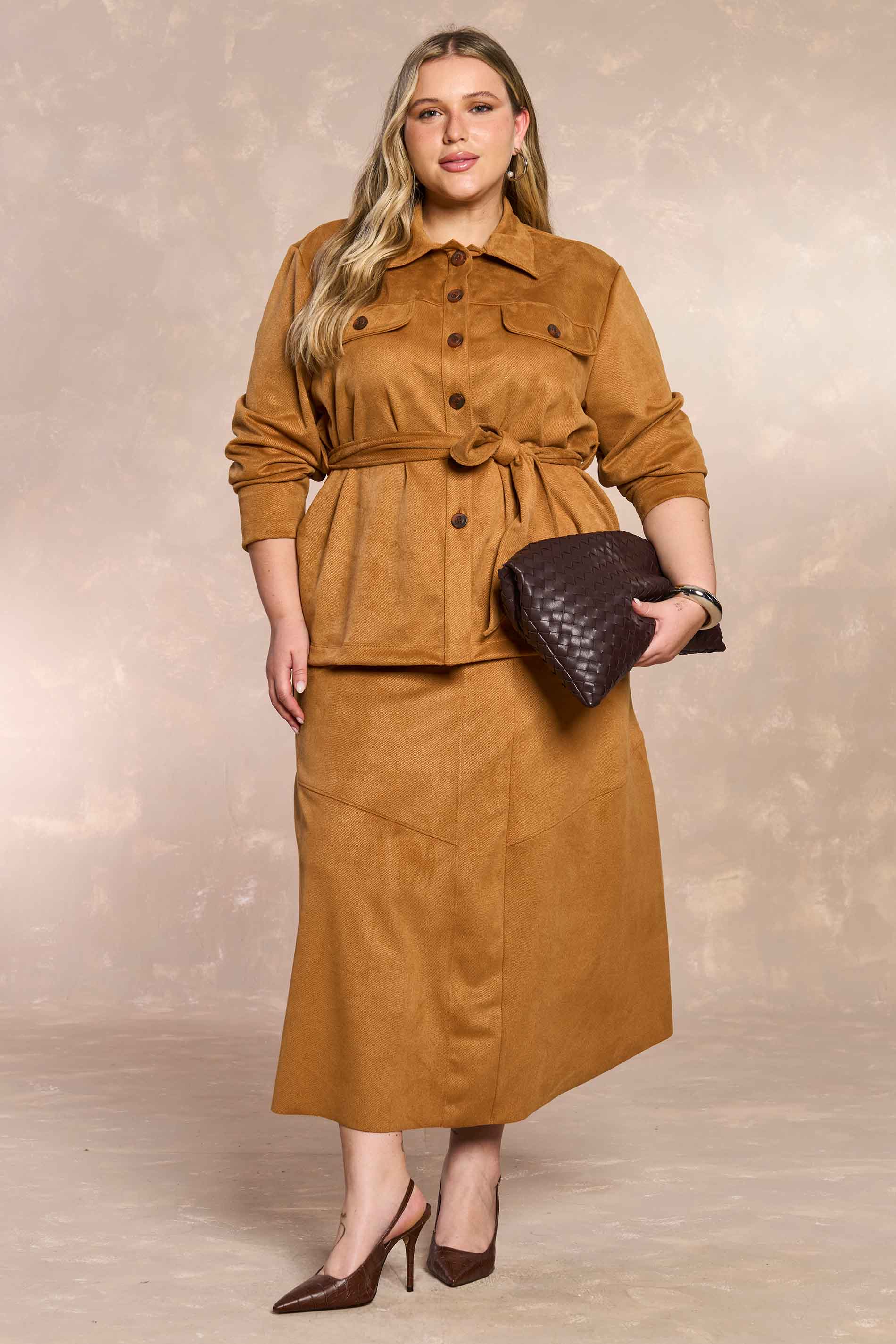 Saia Midi Cozy Winter em Suede