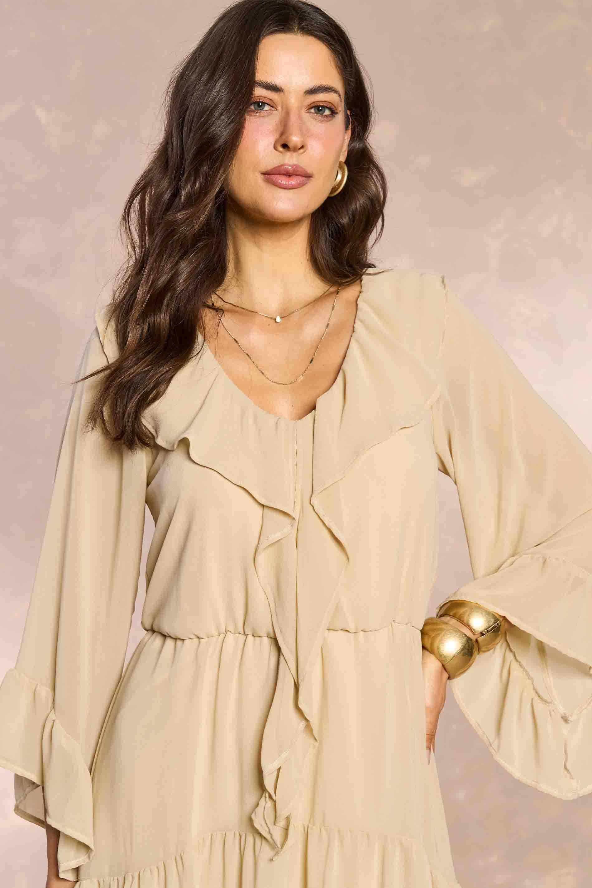 Vestido Curto Soft Garden em Chiffon