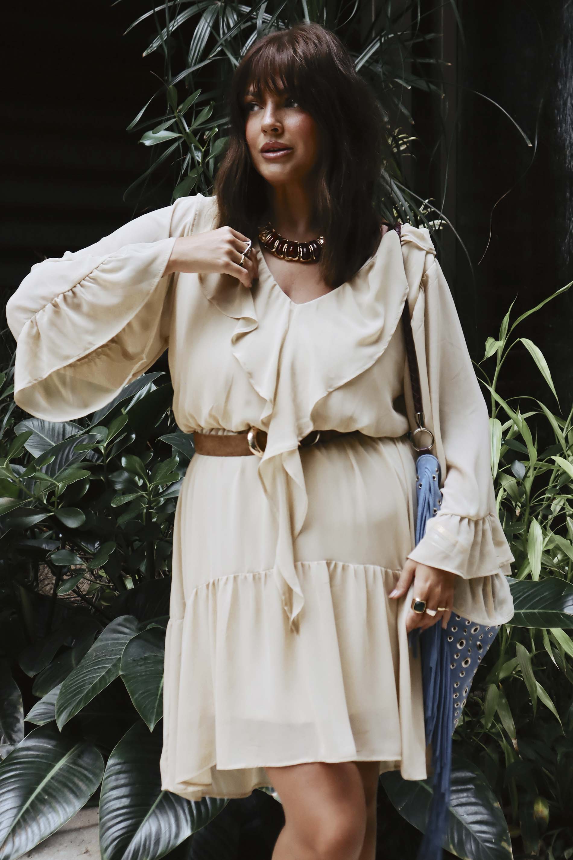 Vestido Curto Soft Garden em Chiffon