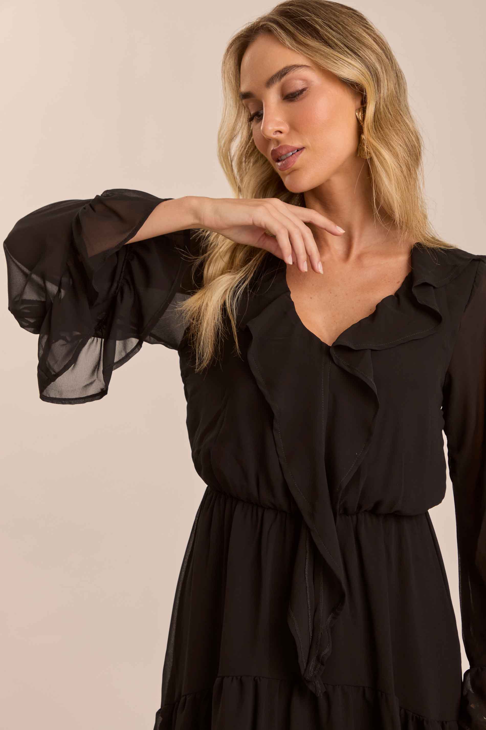 Vestido Curto Soft Garden em Chiffon