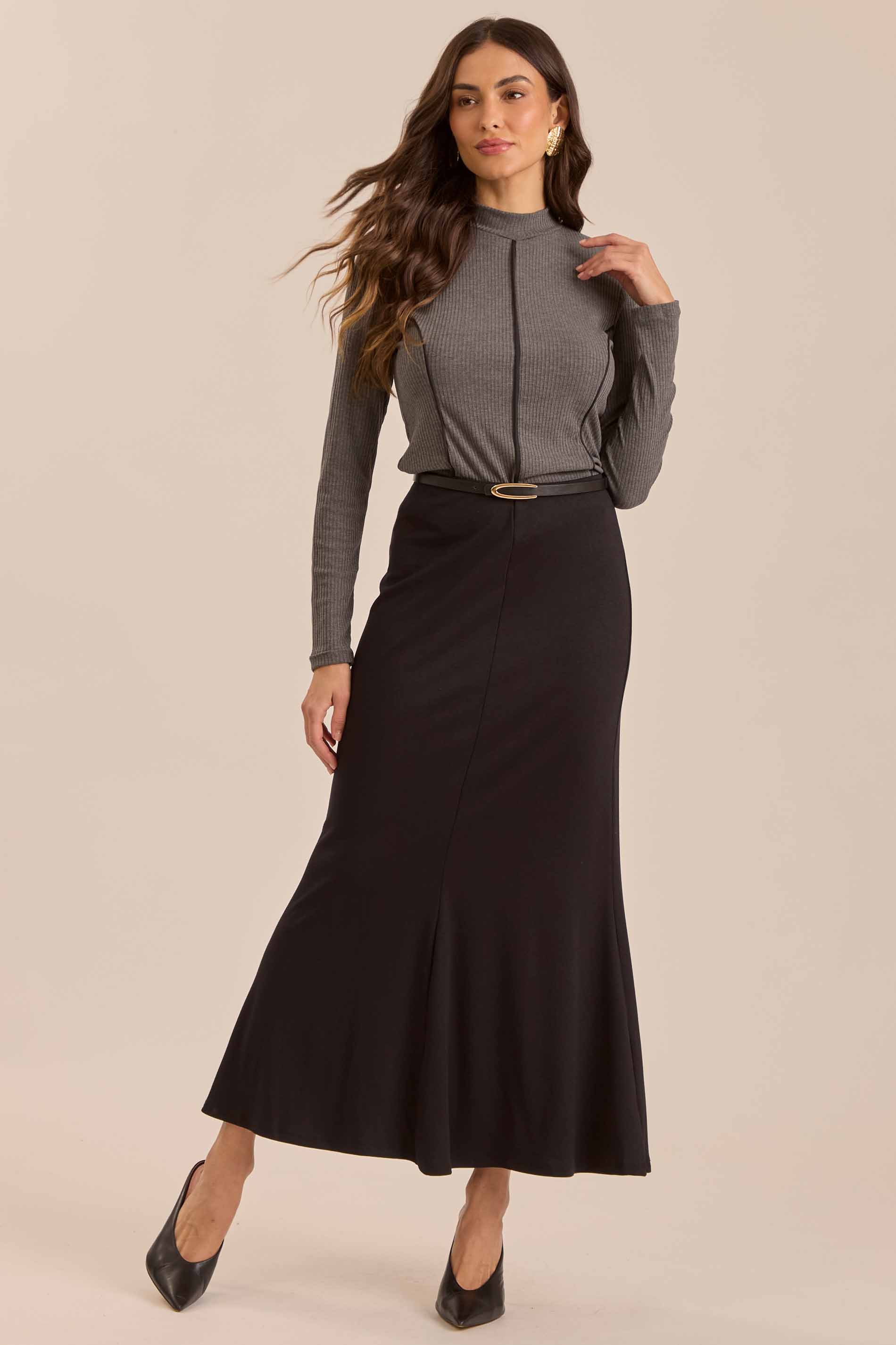 Saia Midi Retrô Glam em Bodycon