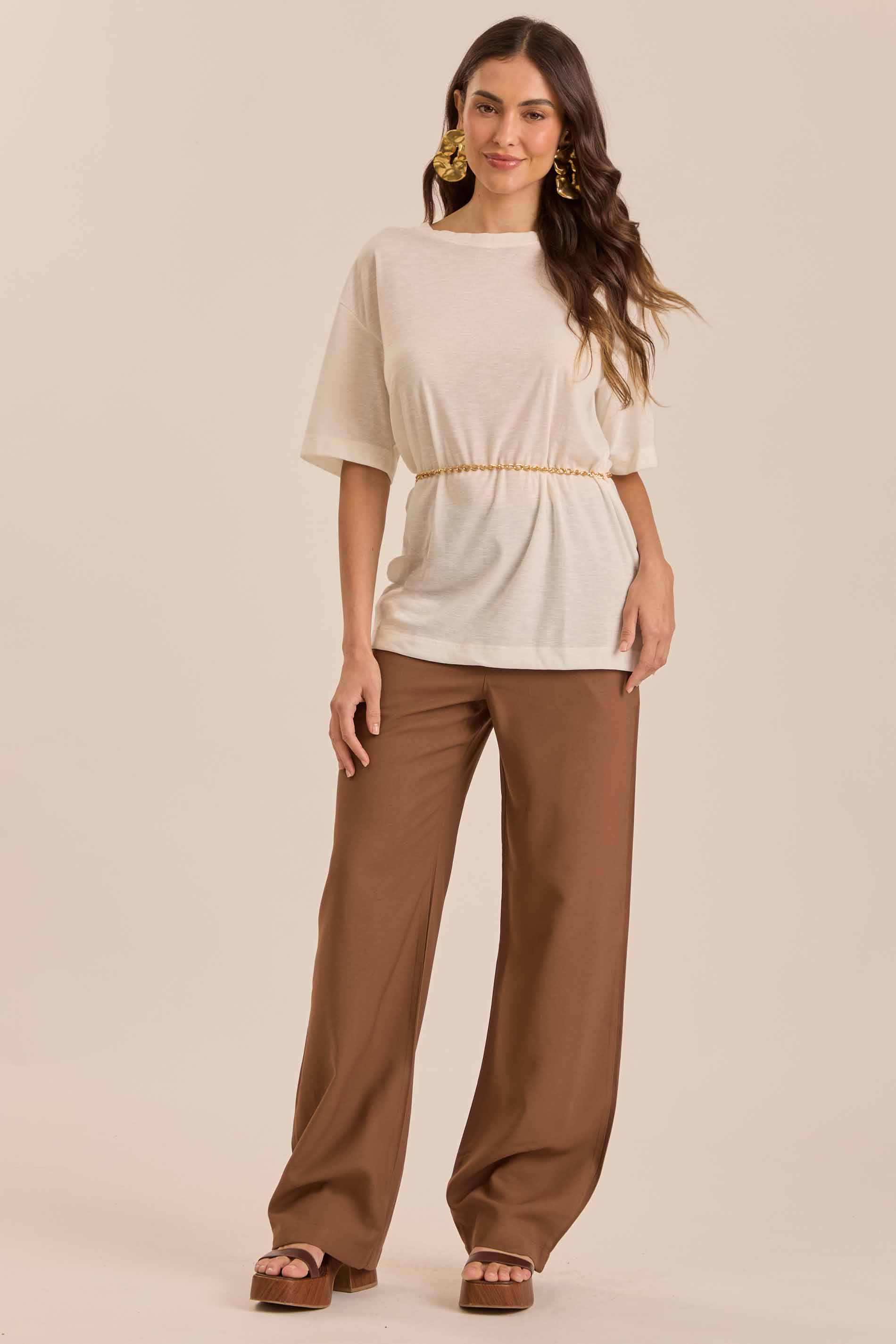 T-shirt Retrô Glam em Tricot Flamê