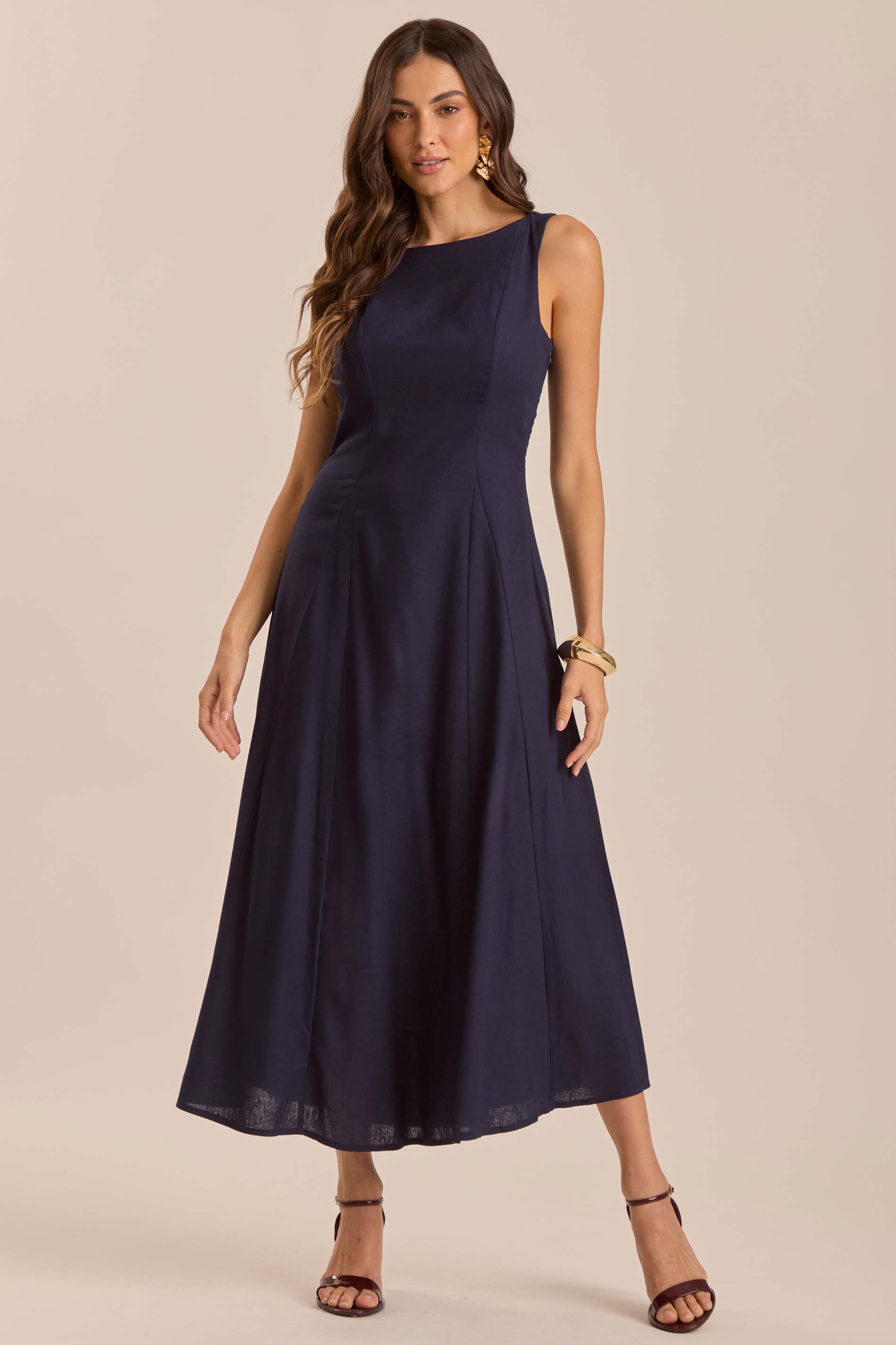 Vestido Longo Jardim Garden em Linho