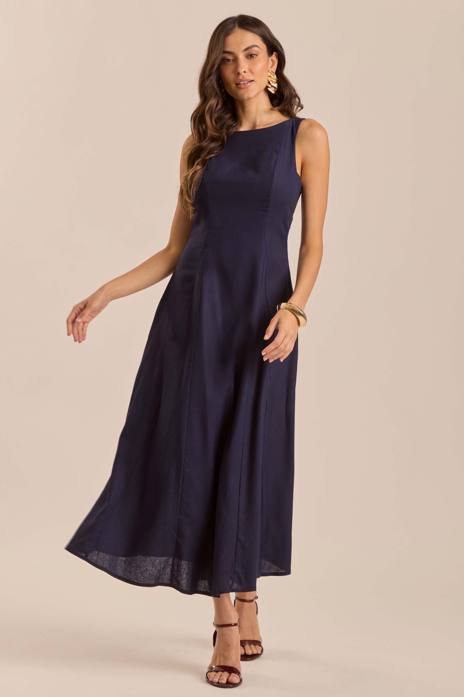 Vestido Longo Jardim Garden em Linho