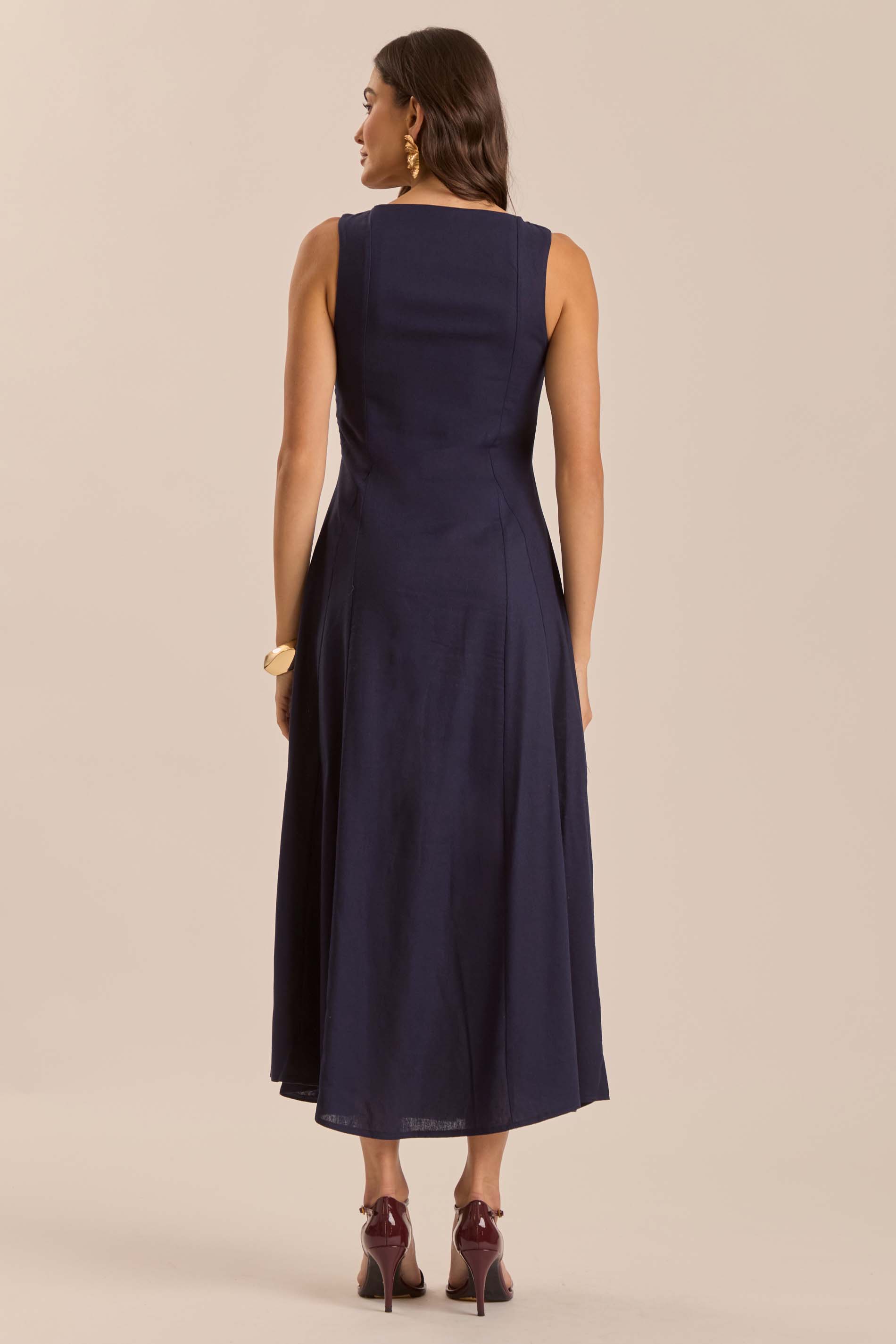 Vestido Longo Jardim Garden em Linho