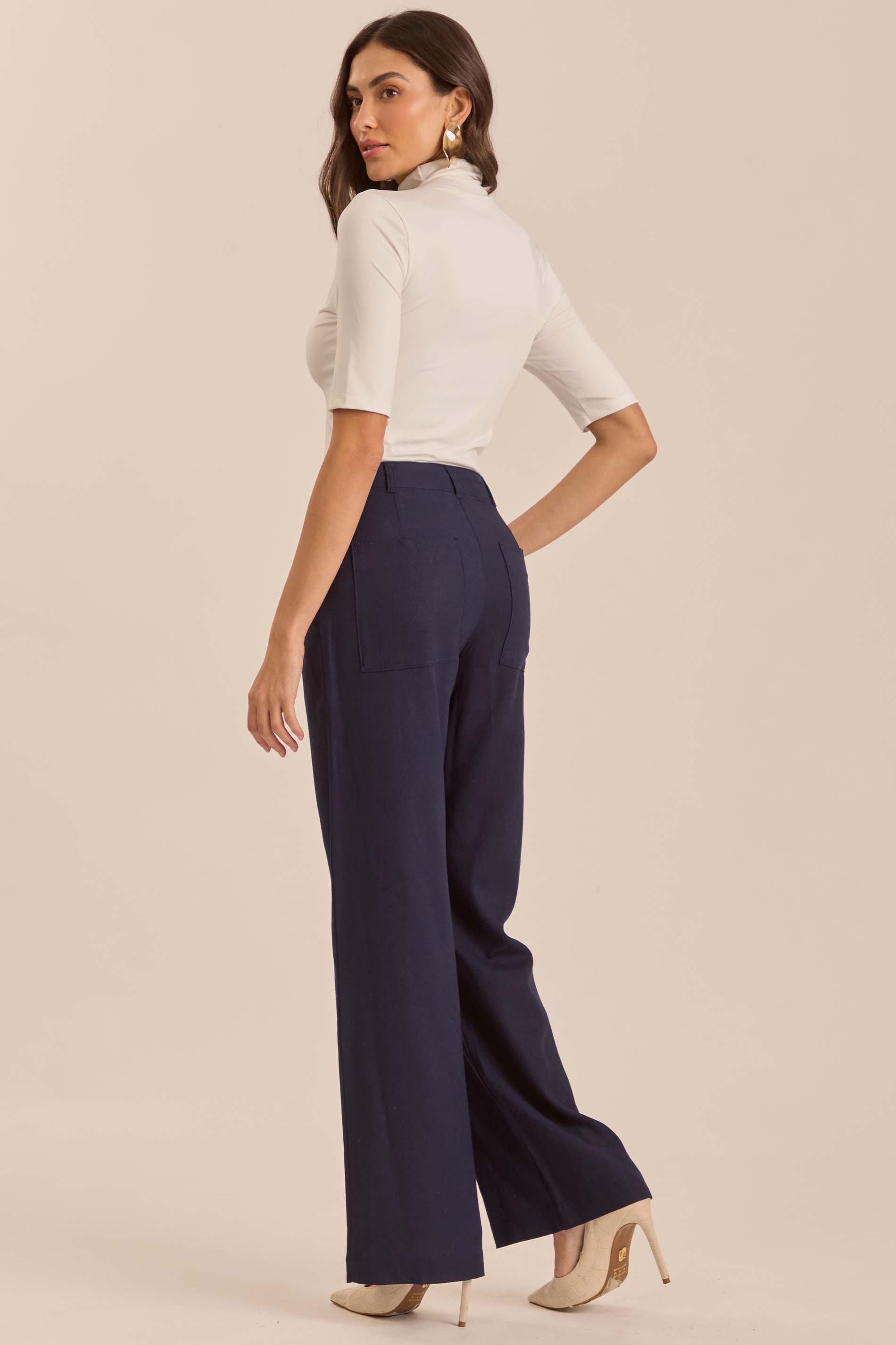 Calça Reta Jardim Decor em Linen