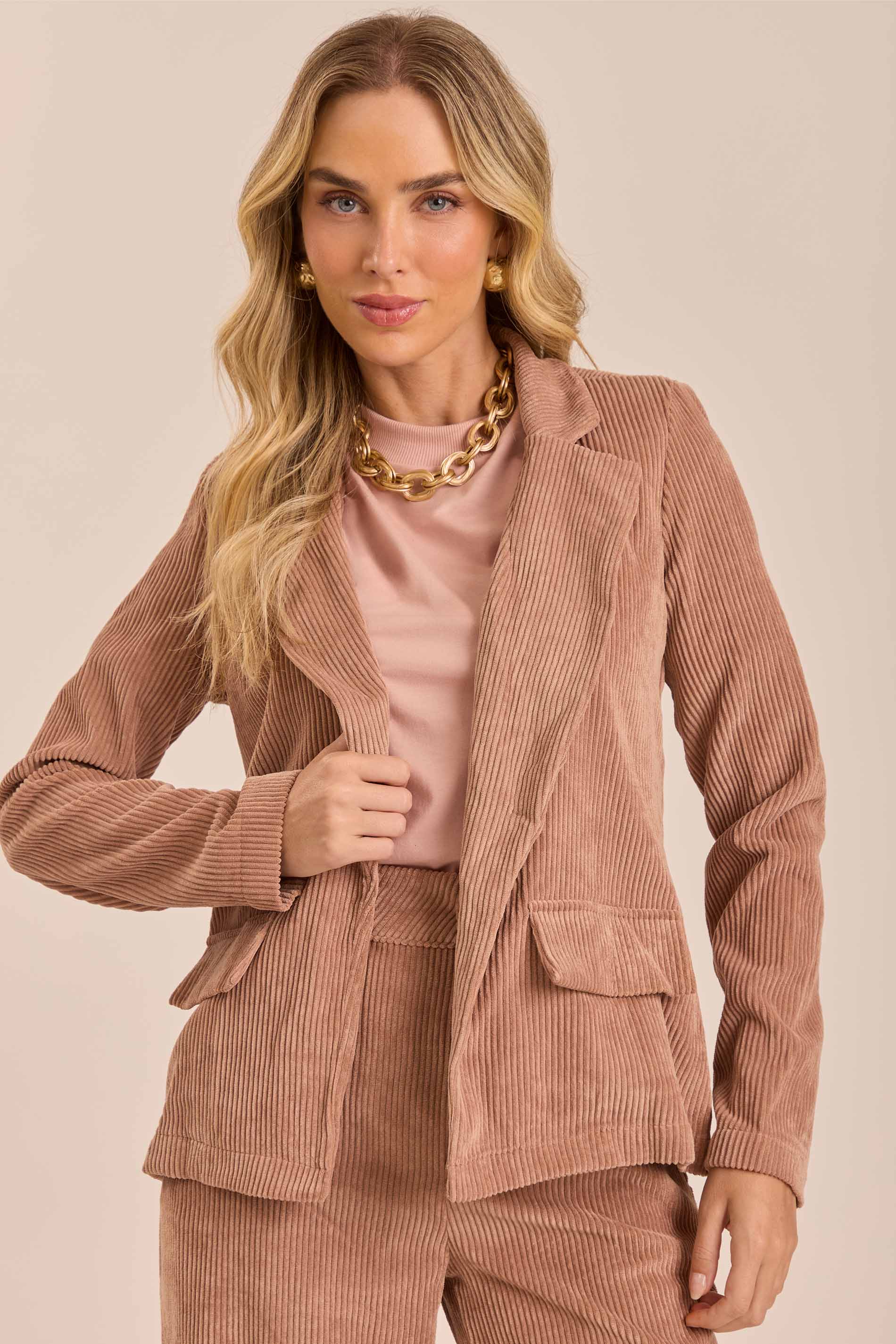 Blazer Ethnic Blur em Veludo Cotelê