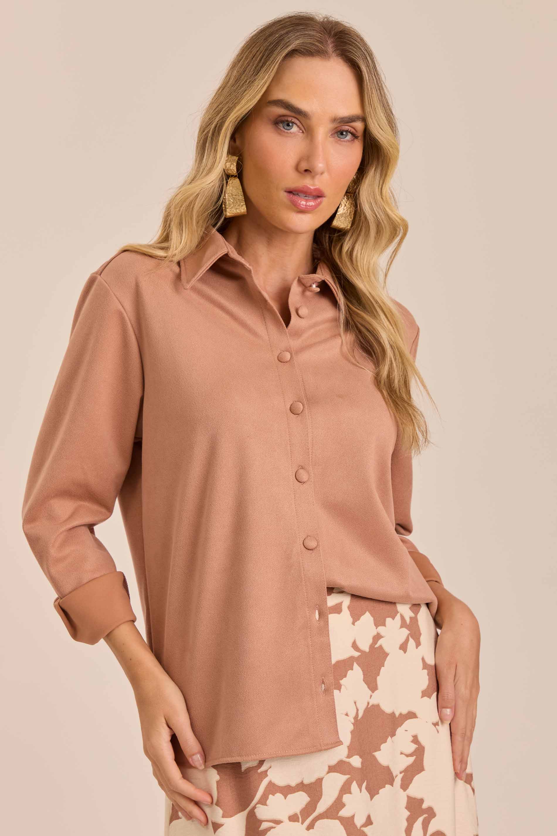 Camisa Ethnic Blur em Suede