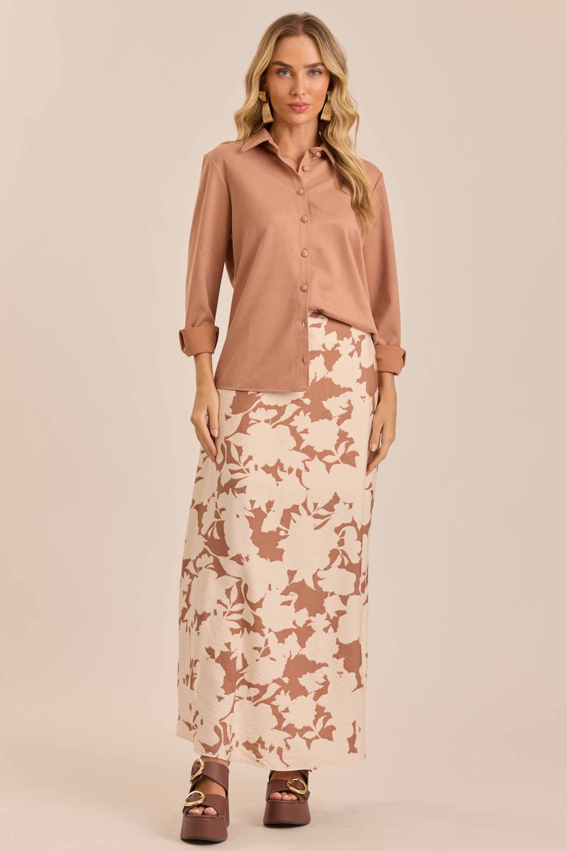 Camisa Ethnic Blur em Suede