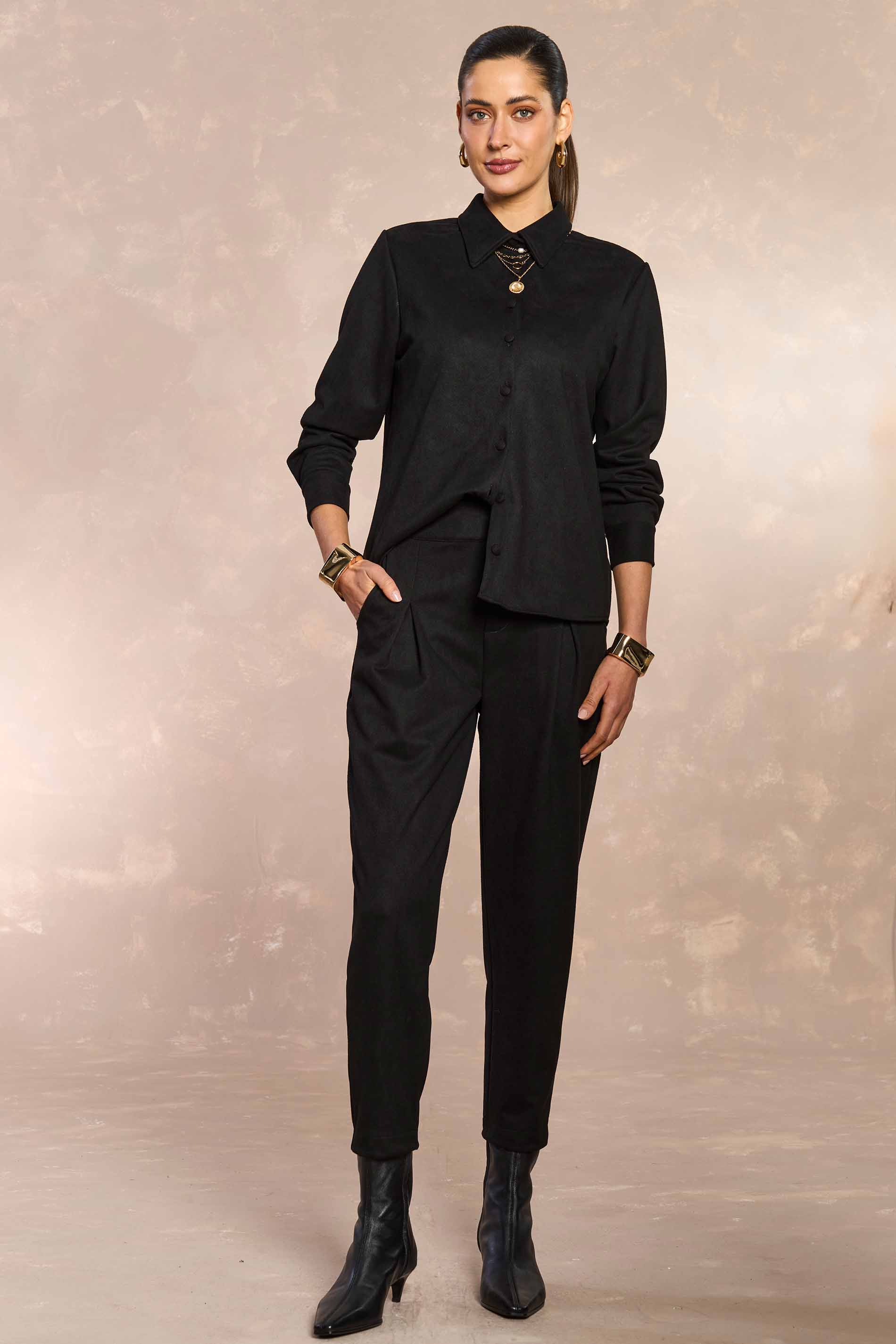 Camisa Ethnic Blur em Suede