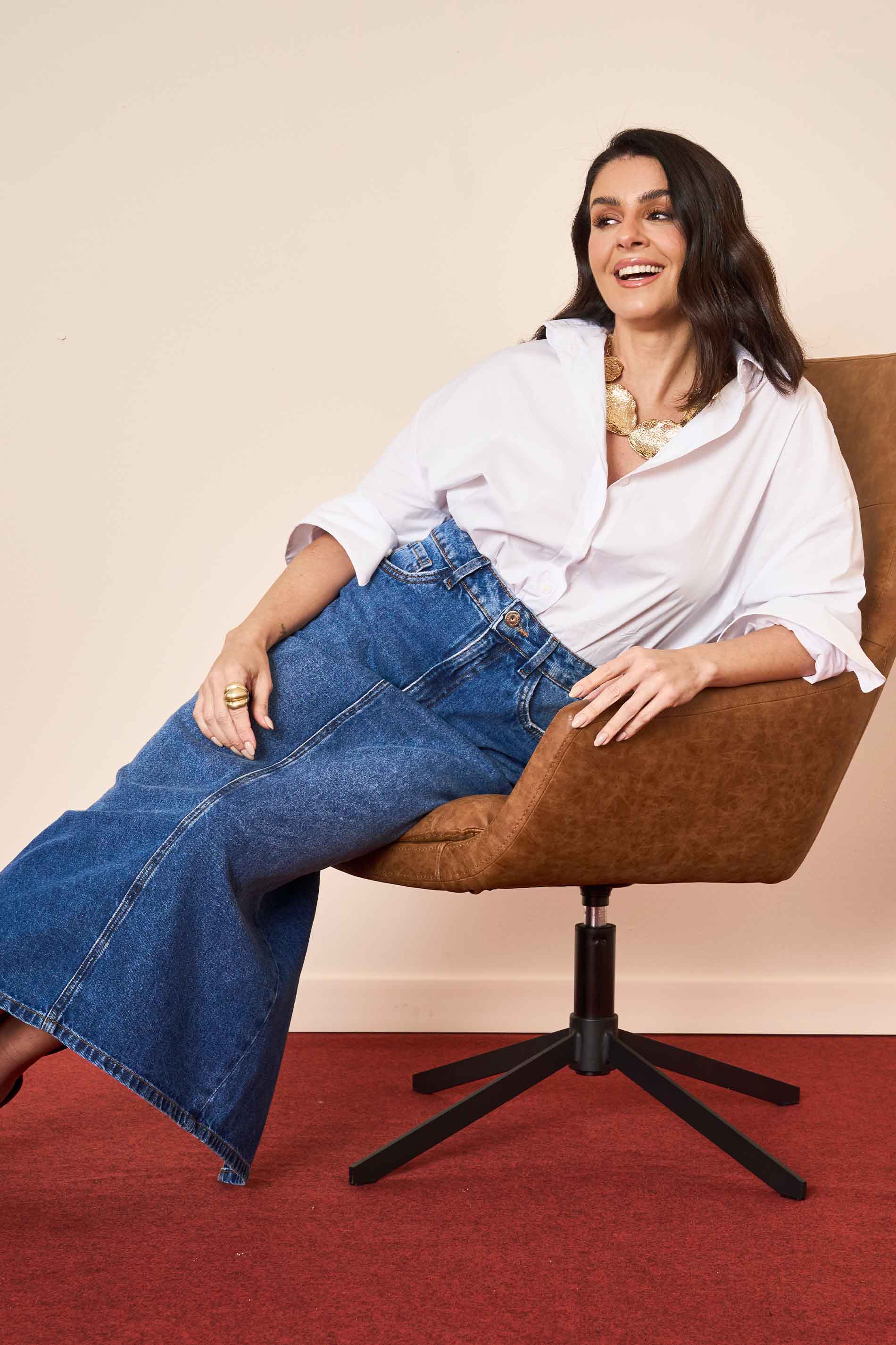 Saia Midi Wild Orchid em Denim