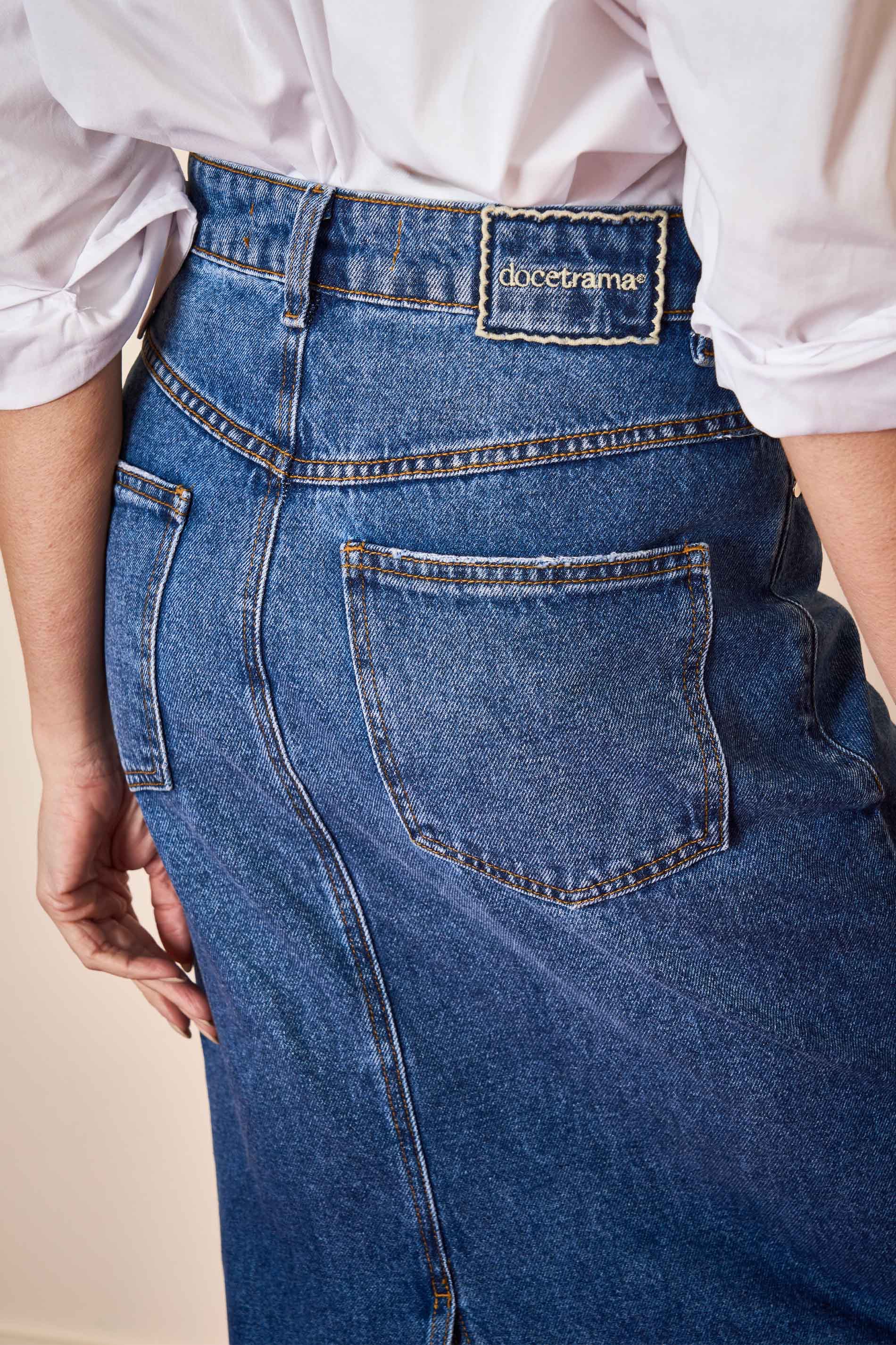 Saia Midi Wild Orchid em Denim