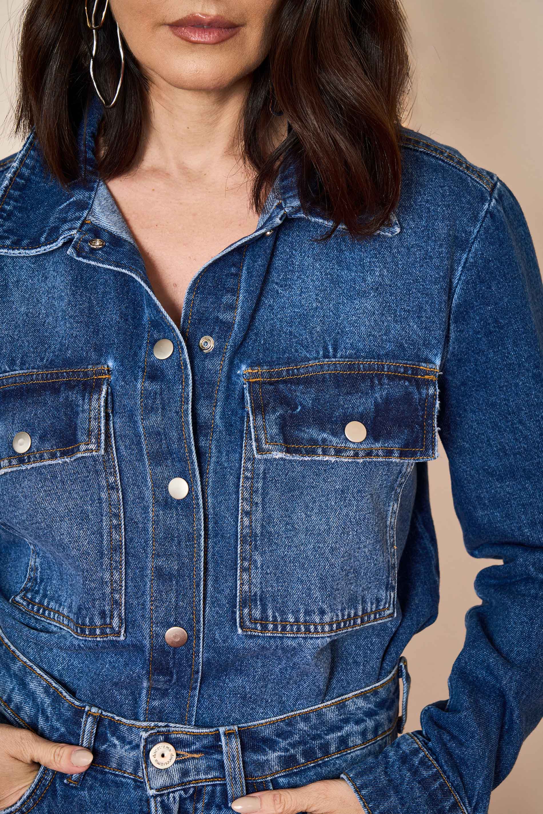 Camisa Oversized Wild Orchid em Denim